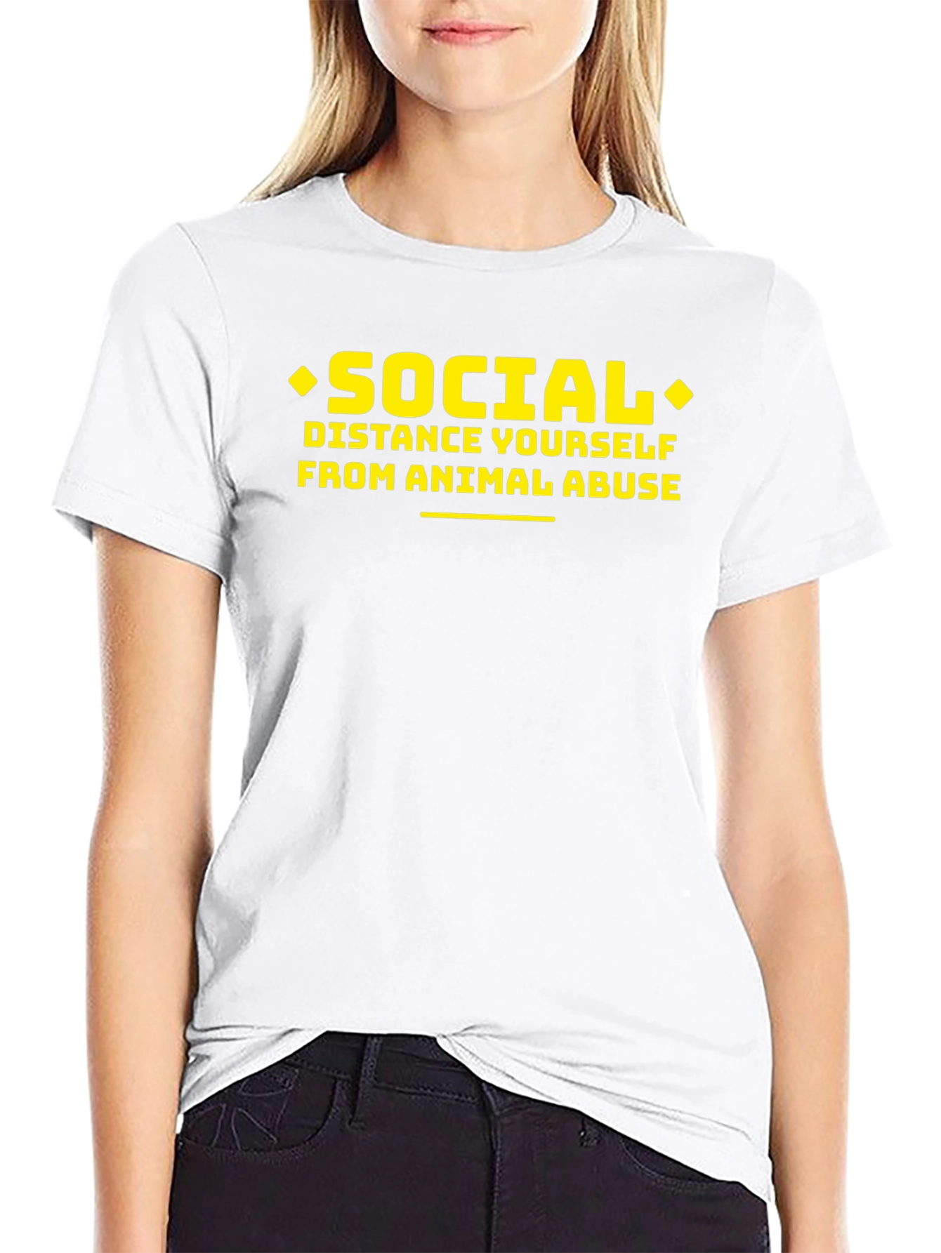 Social Distance From Animal Abuse Black T-Shirt