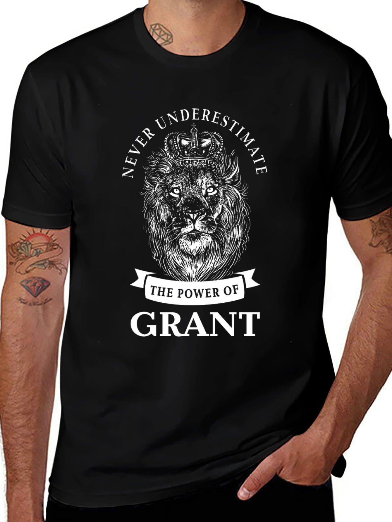 Never Underestimate Grant Lion Crown T-Shirt