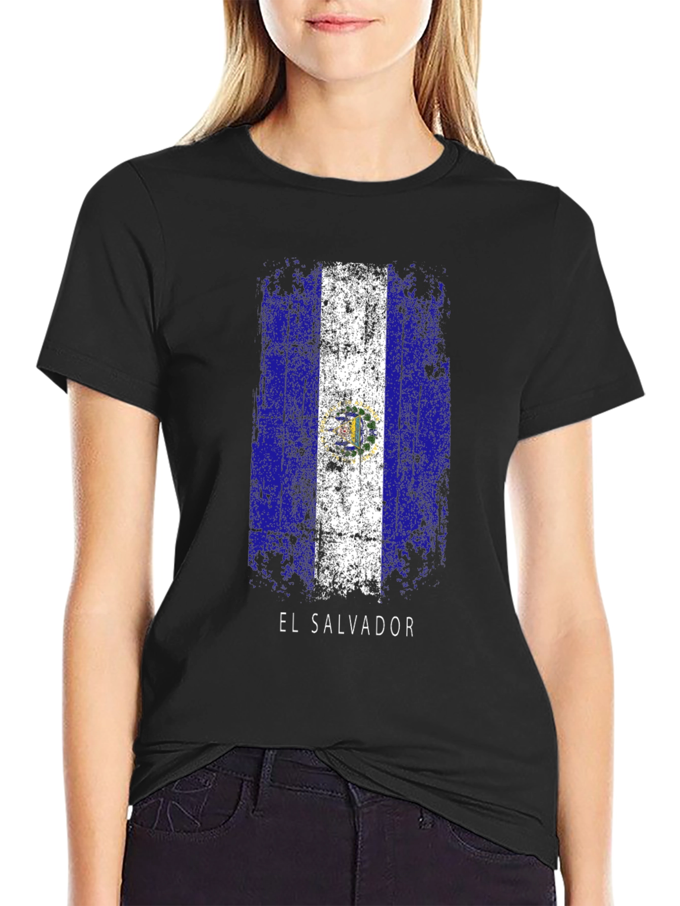 El Salvador Flag T-Shirt - Distressed Design