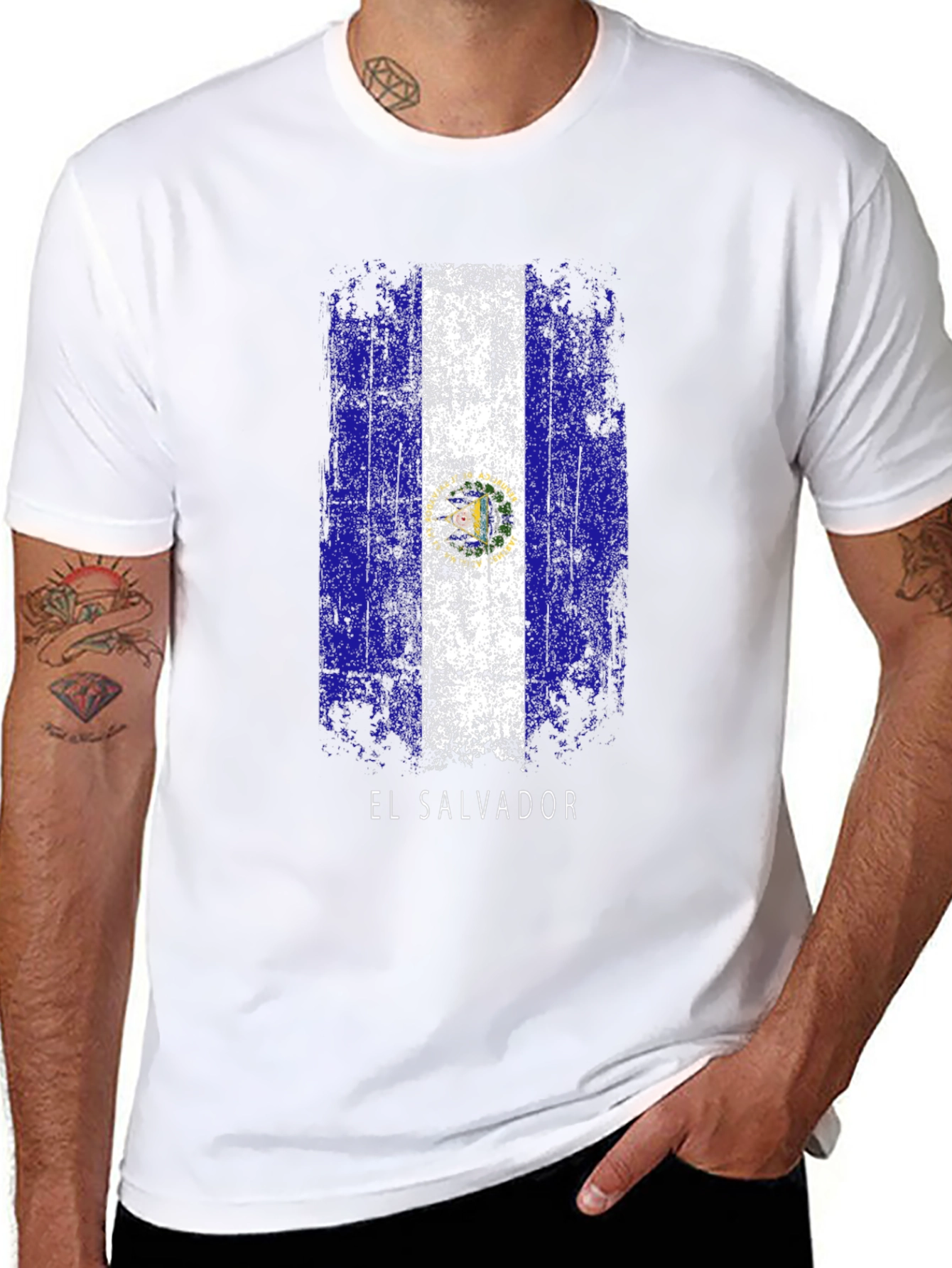 El Salvador Flag T-Shirt - Distressed Design