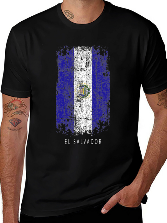 El Salvador Flag T-Shirt - Distressed Design