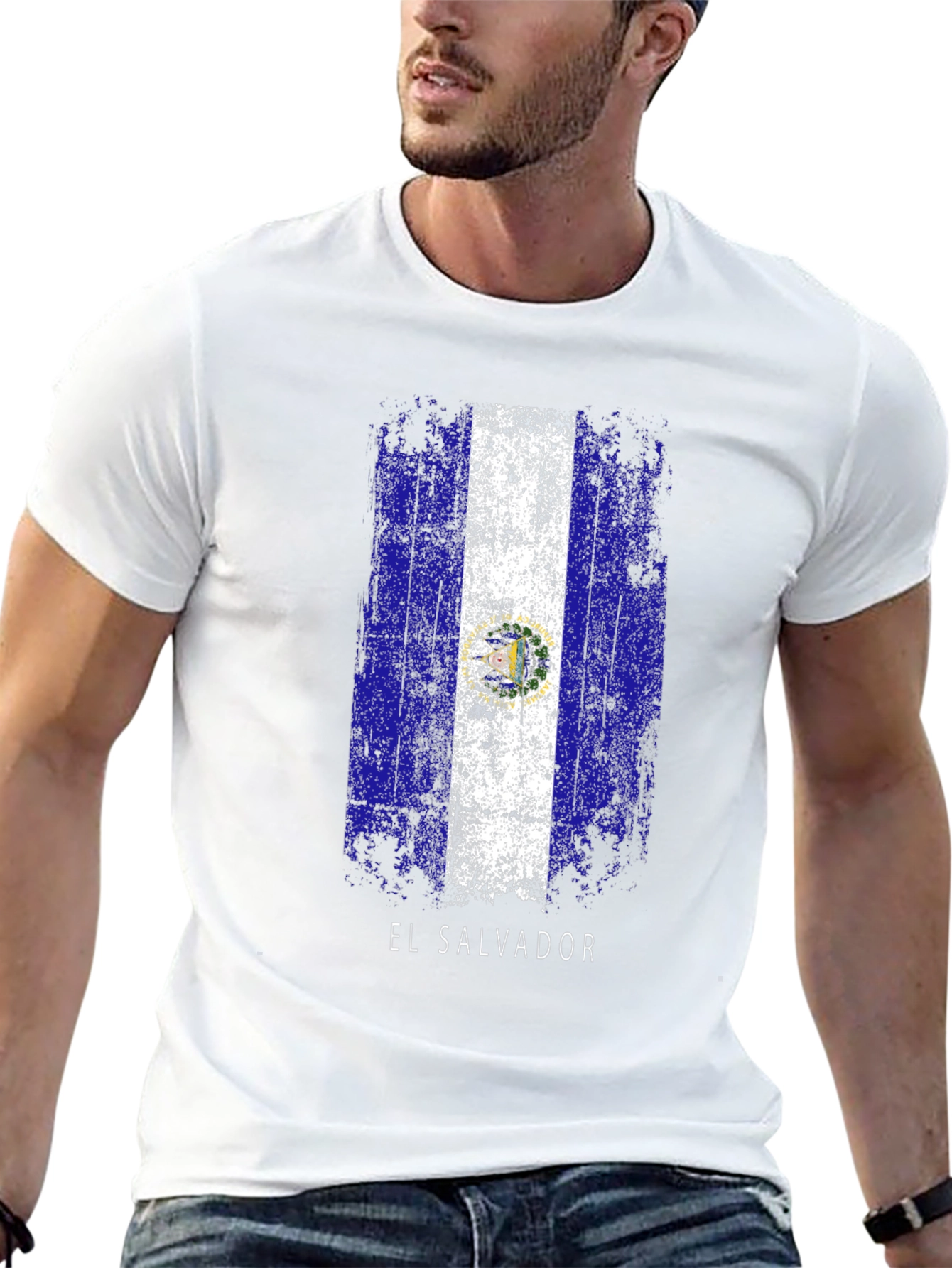 El Salvador Flag T-Shirt - Distressed Design