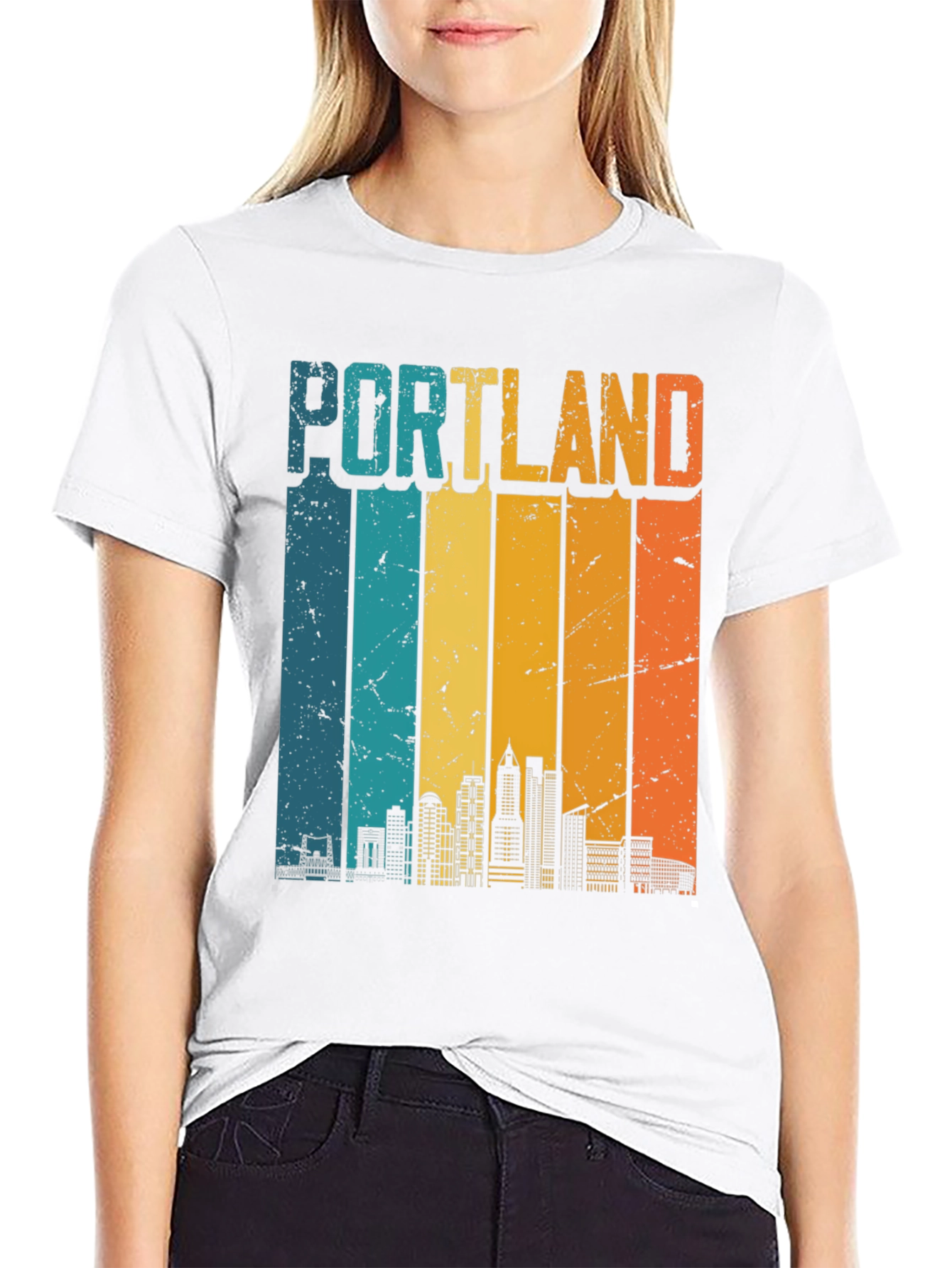 Retro Portland Skyline T-Shirt