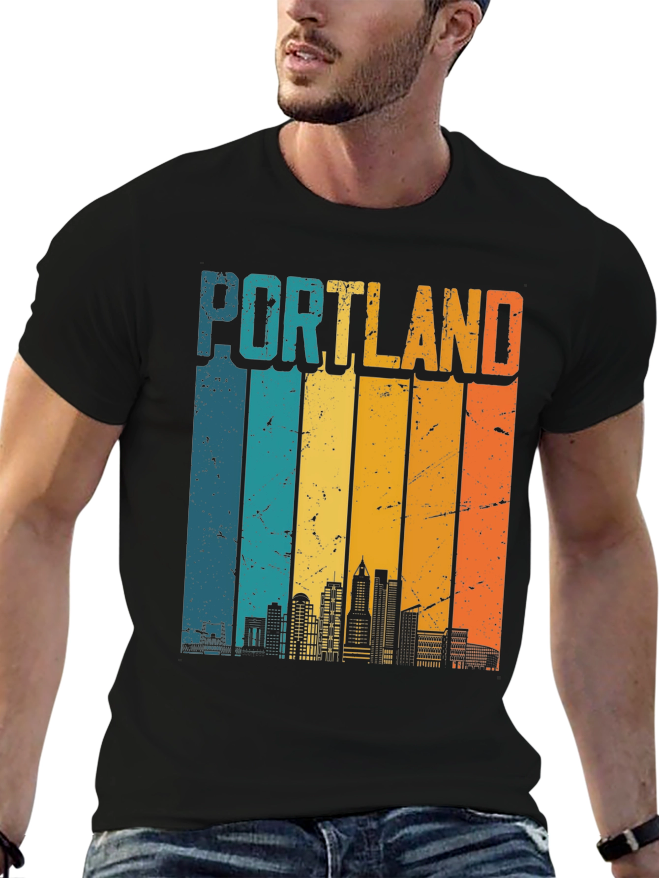 Retro Portland Skyline T-Shirt