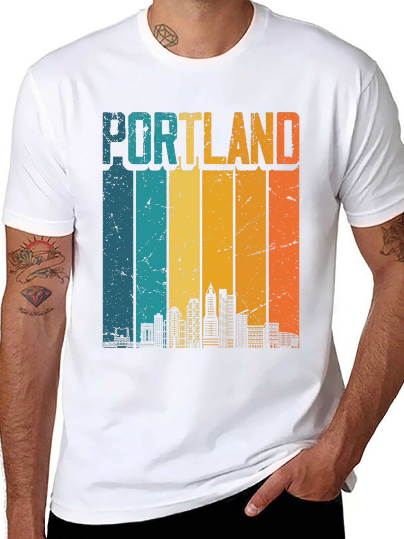 Retro Portland Skyline T-Shirt