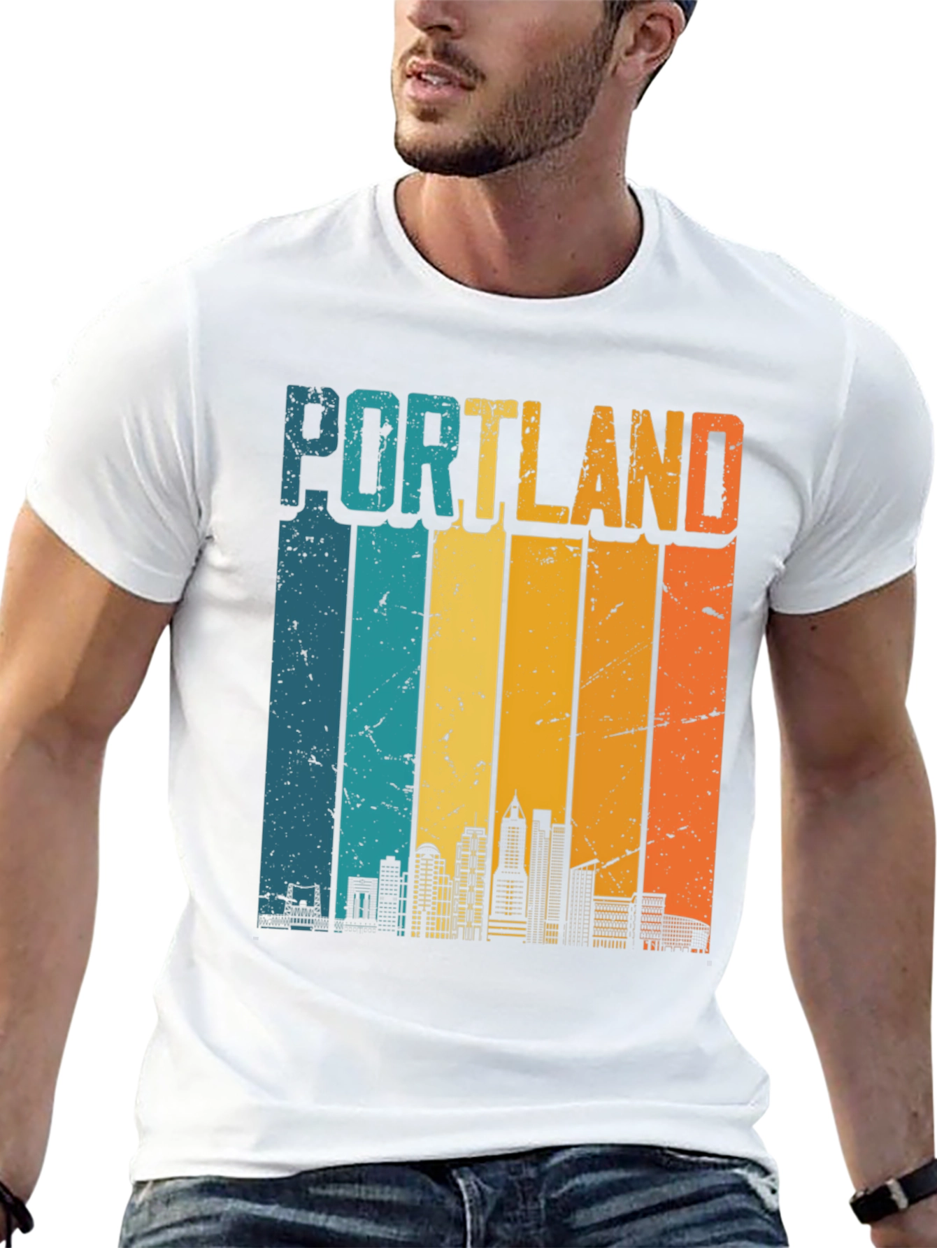 Retro Portland Skyline T-Shirt