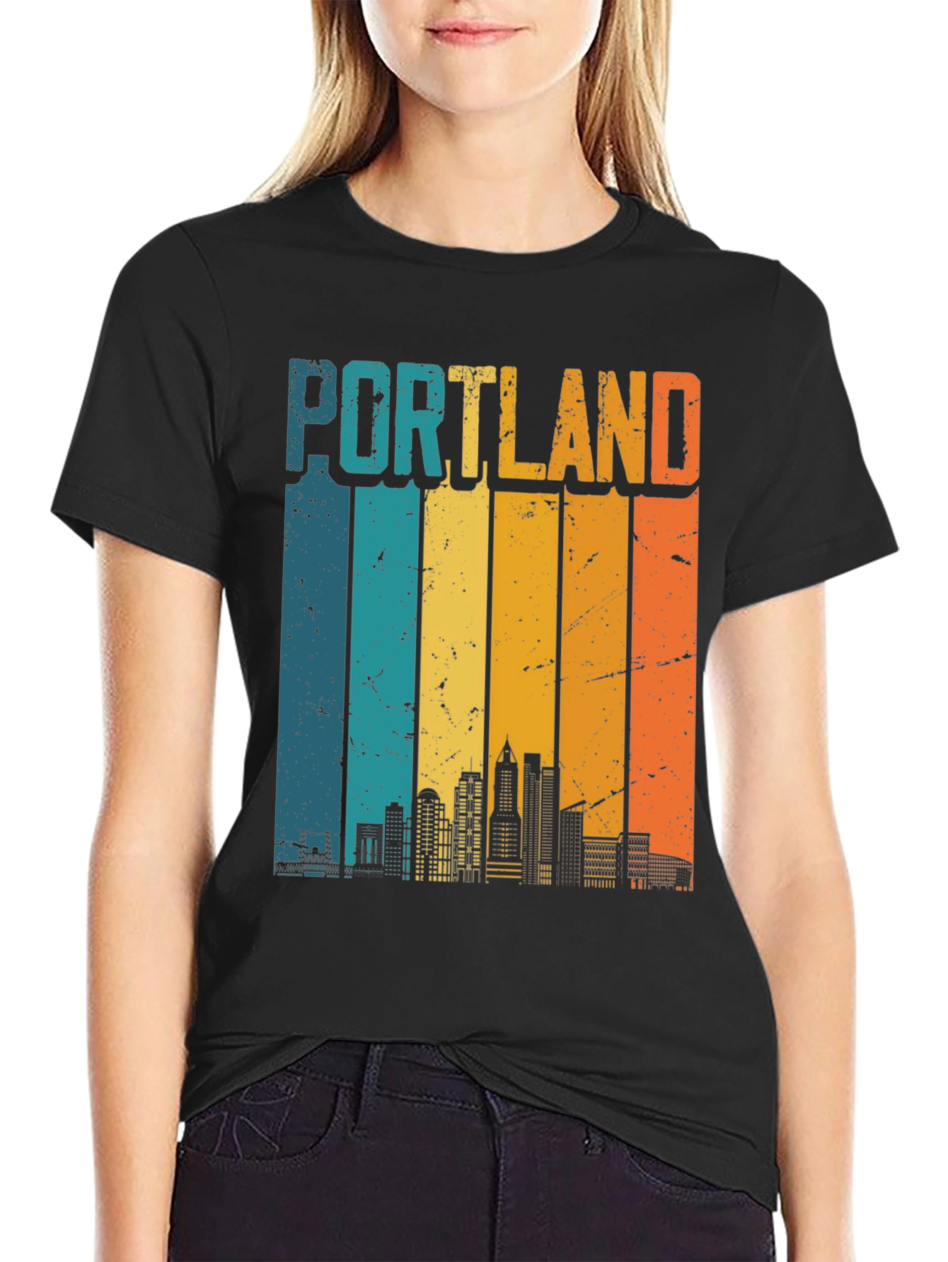 Retro Portland Skyline T-Shirt