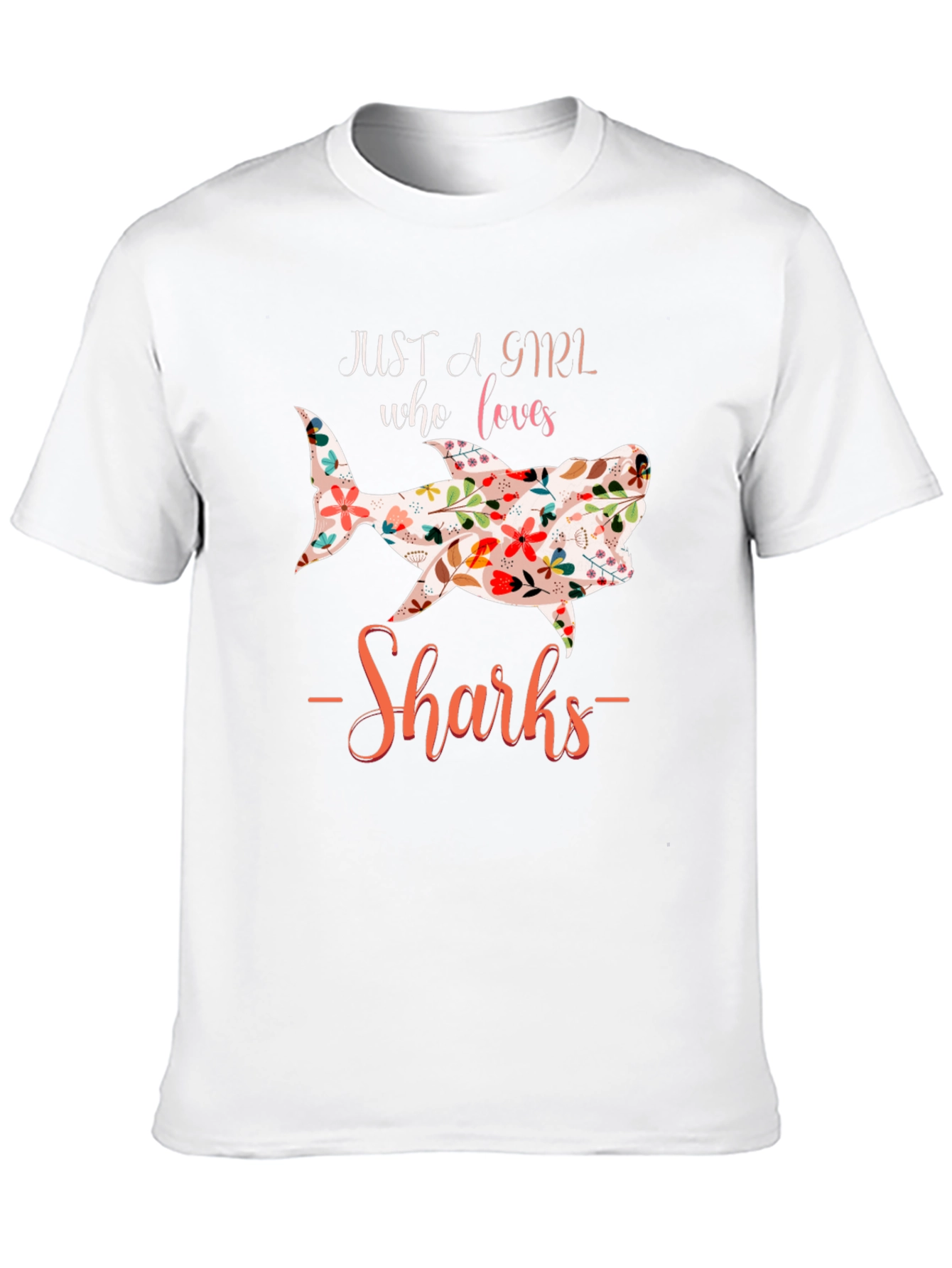 Floral Shark Lover Black T-Shirt