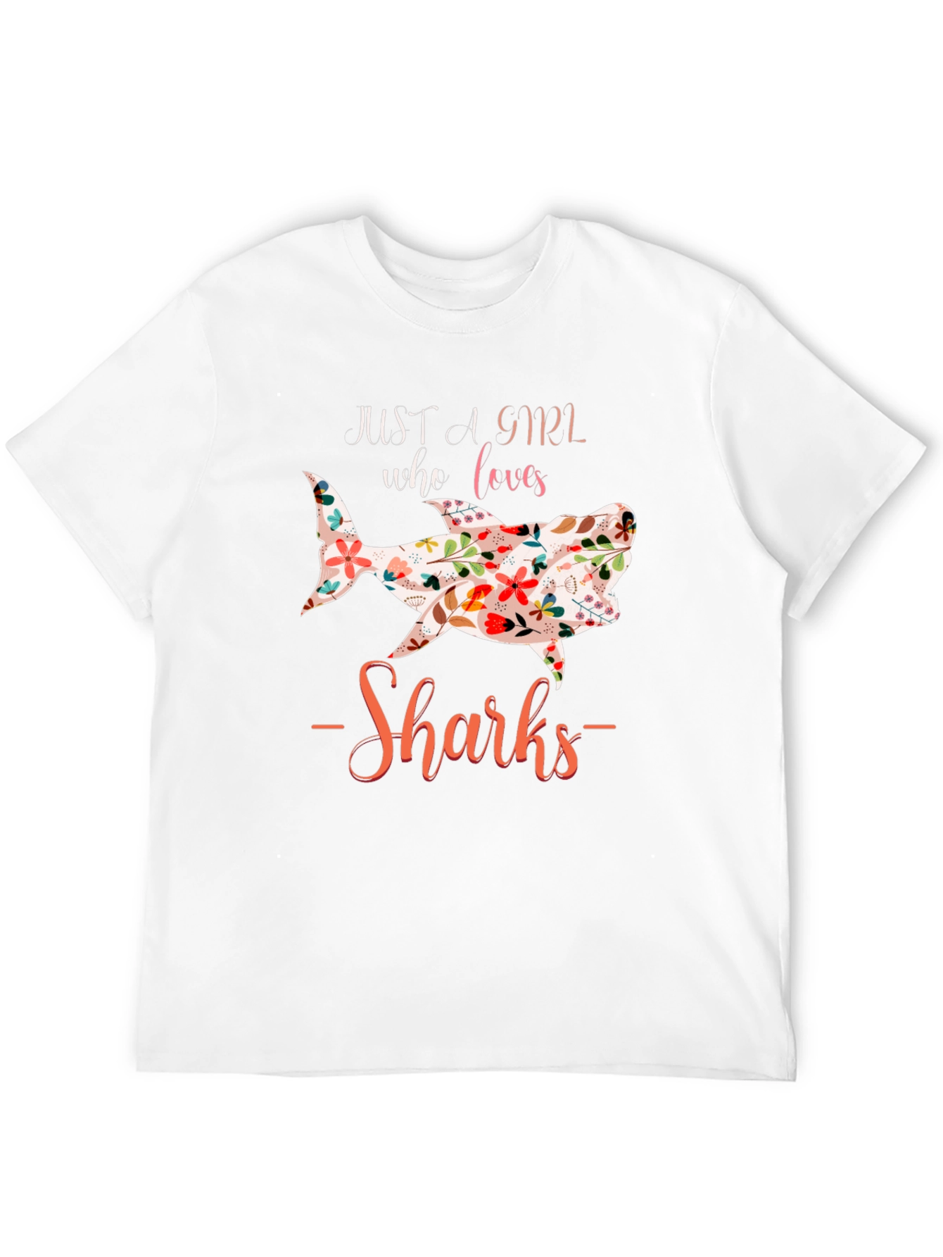 Floral Shark Lover Black T-Shirt