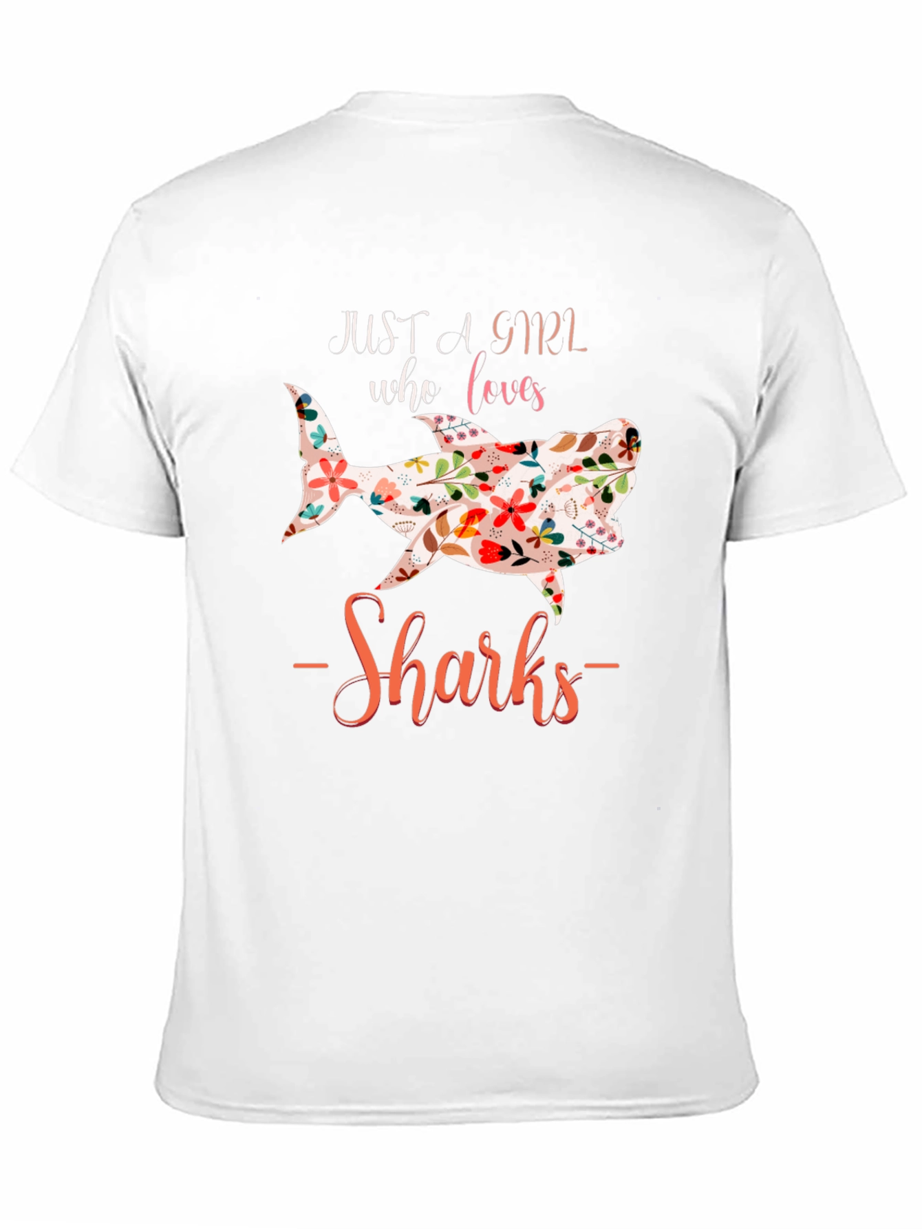 Floral Shark Lover Black T-Shirt