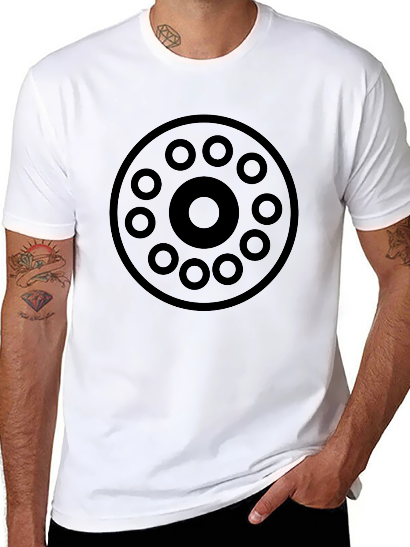 Retro Dial Black Graphic Tee - Classic Style
