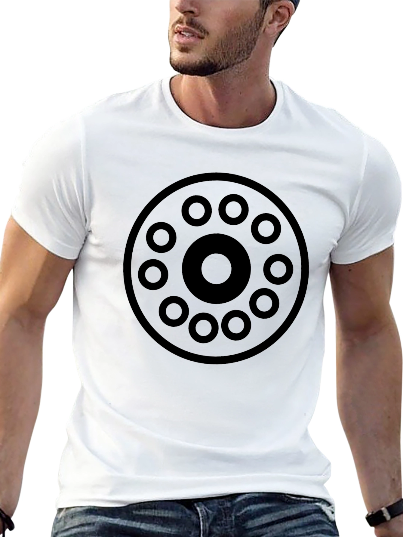 Retro Dial Black Graphic Tee - Classic Style