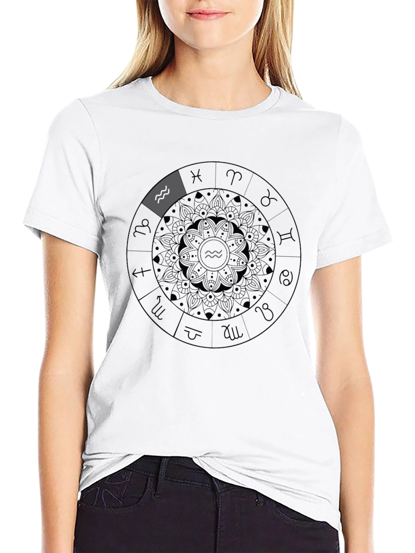 Aquarius Zodiac T-Shirt - Black Astrology Tee