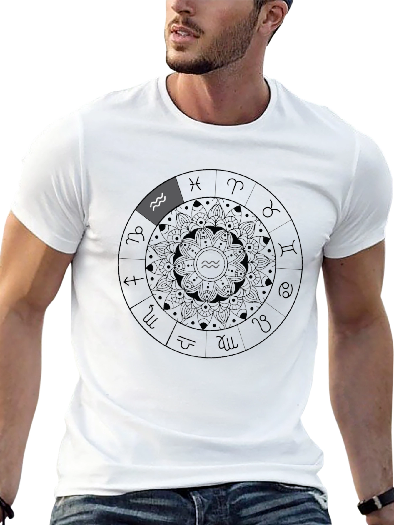 Aquarius Zodiac T-Shirt - Black Astrology Tee