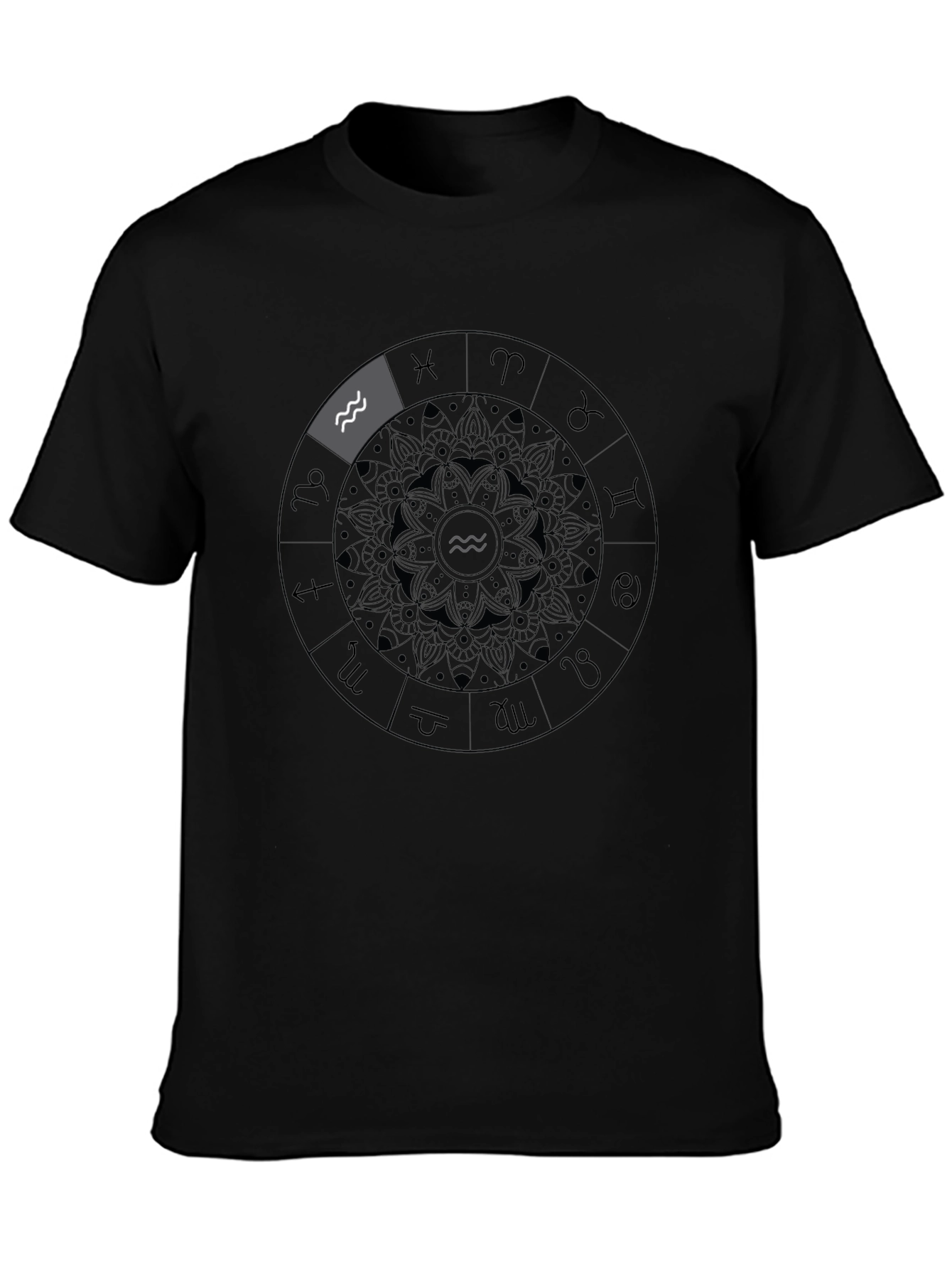 Aquarius Zodiac T-Shirt - Black Astrology Tee