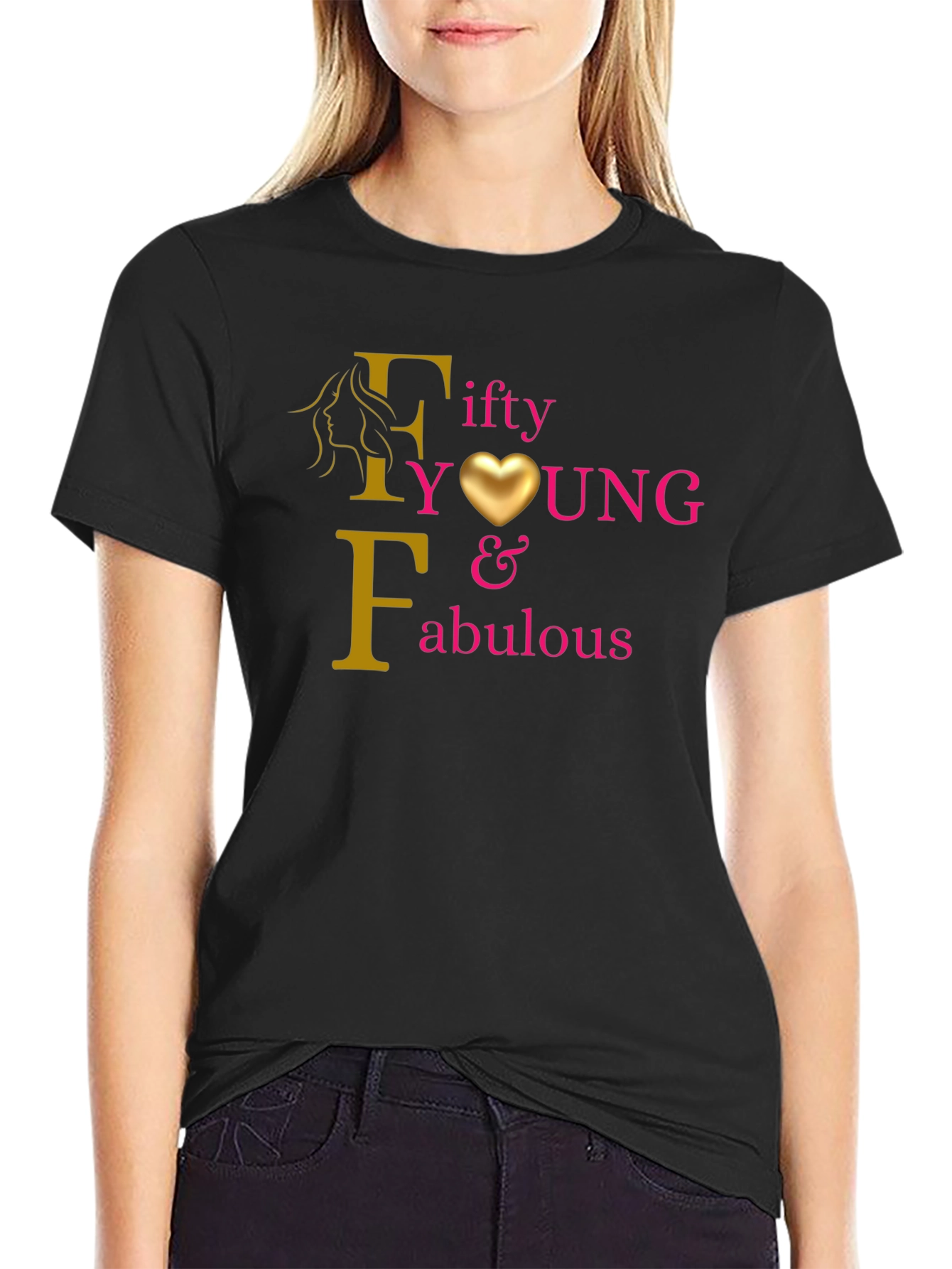 Fifty Young & Fabulous Black Graphic Tee