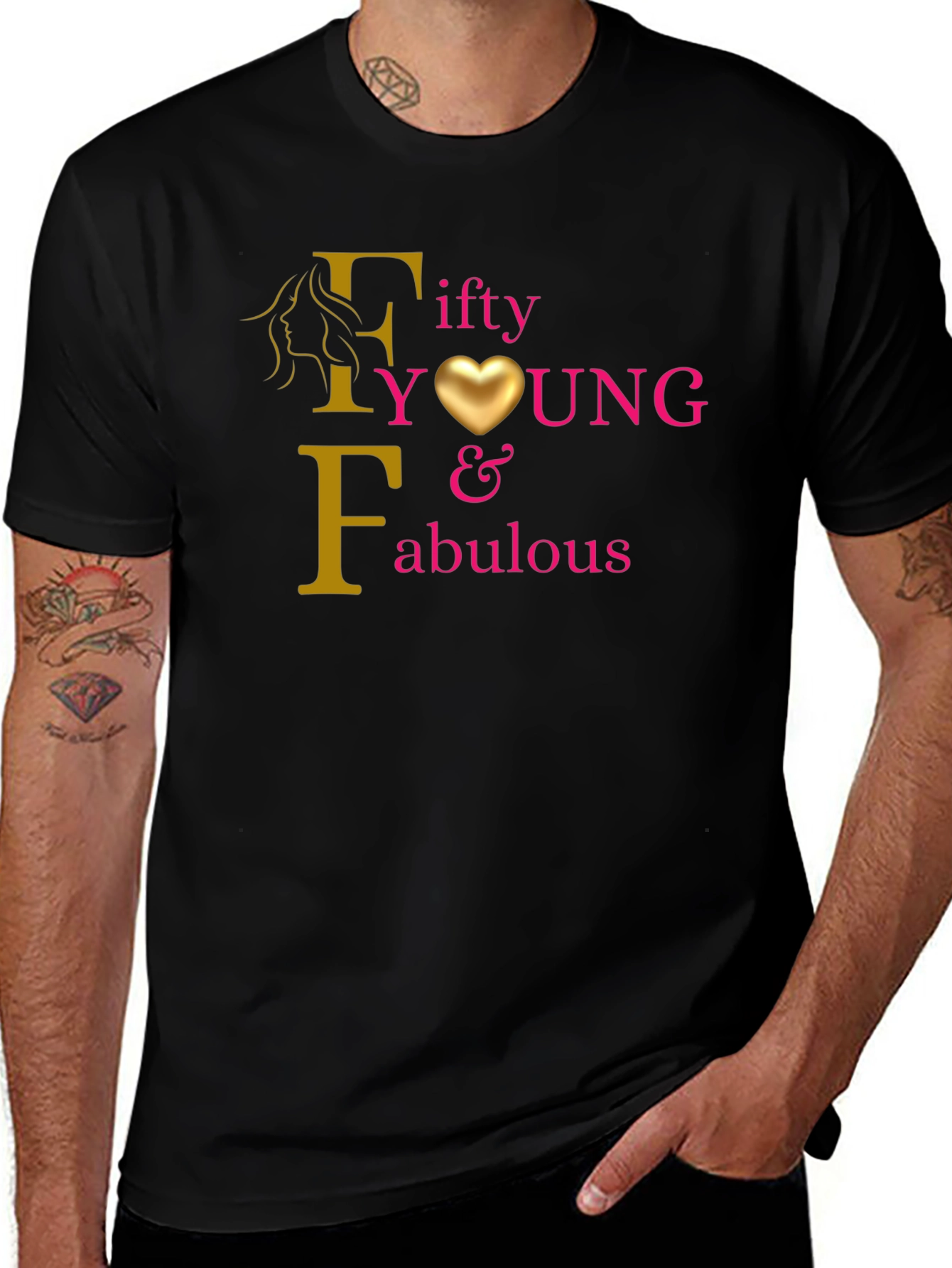 Fifty Young & Fabulous Black Graphic Tee