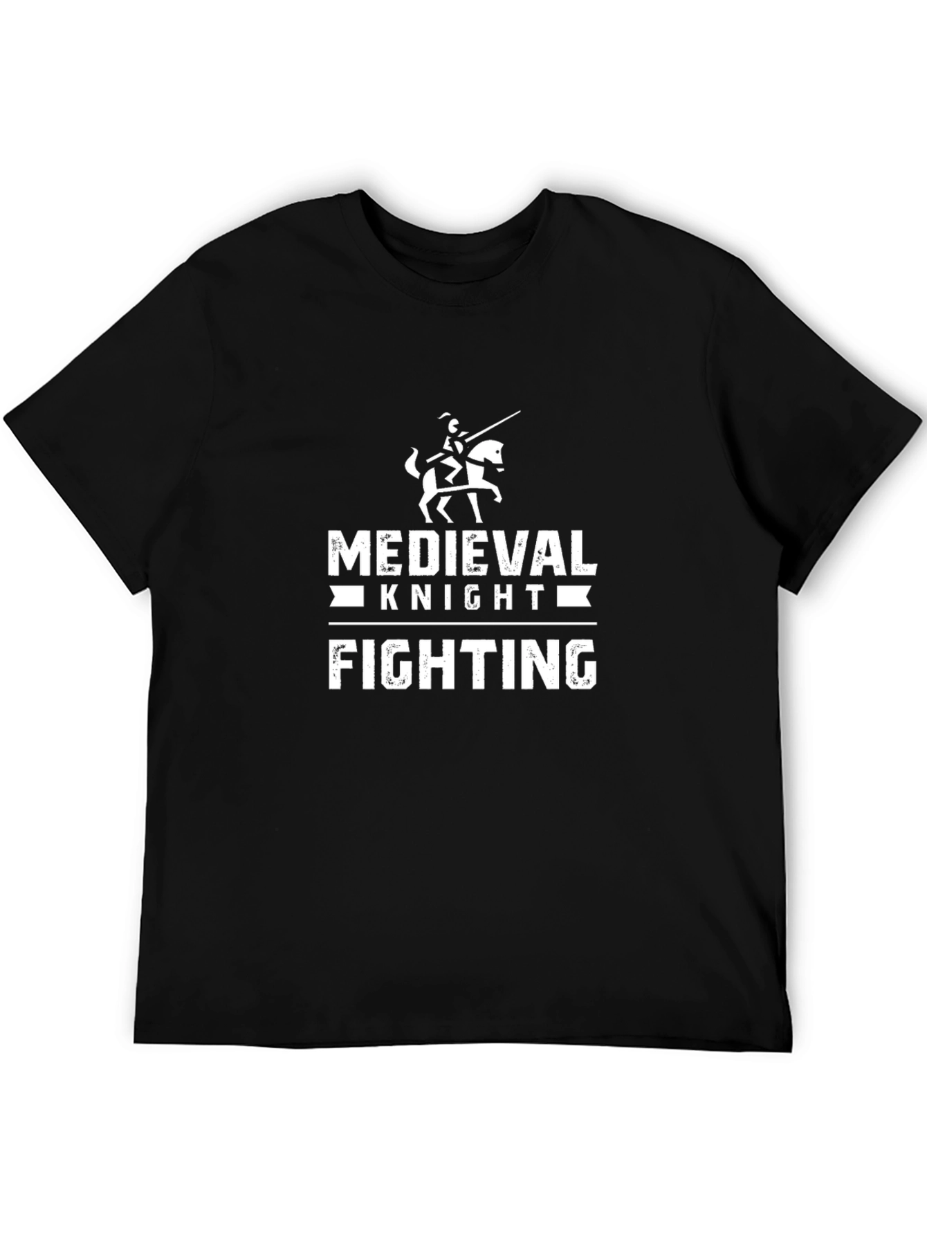 Medieval Knight Fighting Black Graphic T-Shirt