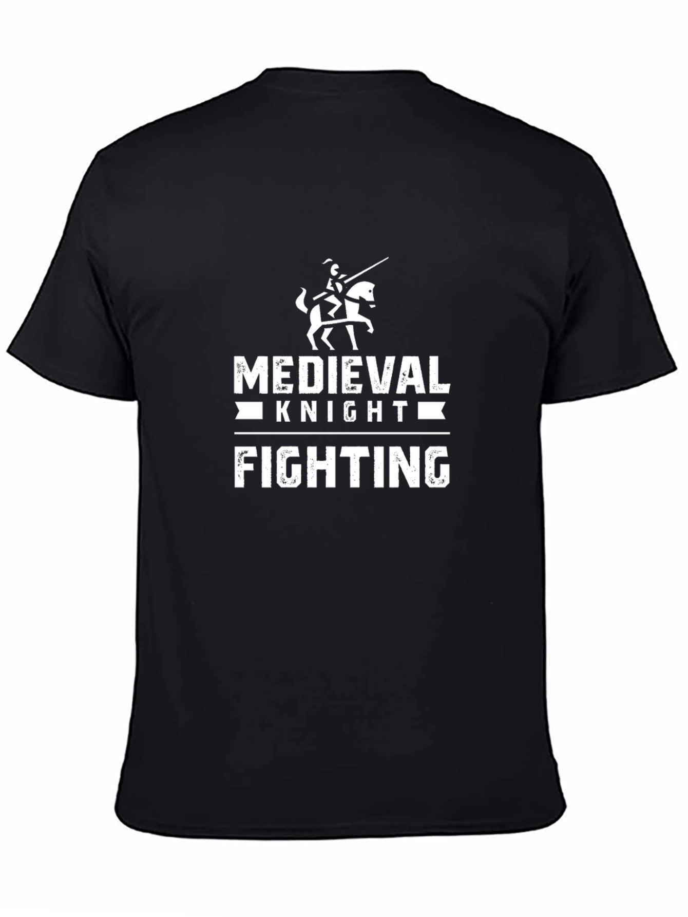 Medieval Knight Fighting Black Graphic T-Shirt