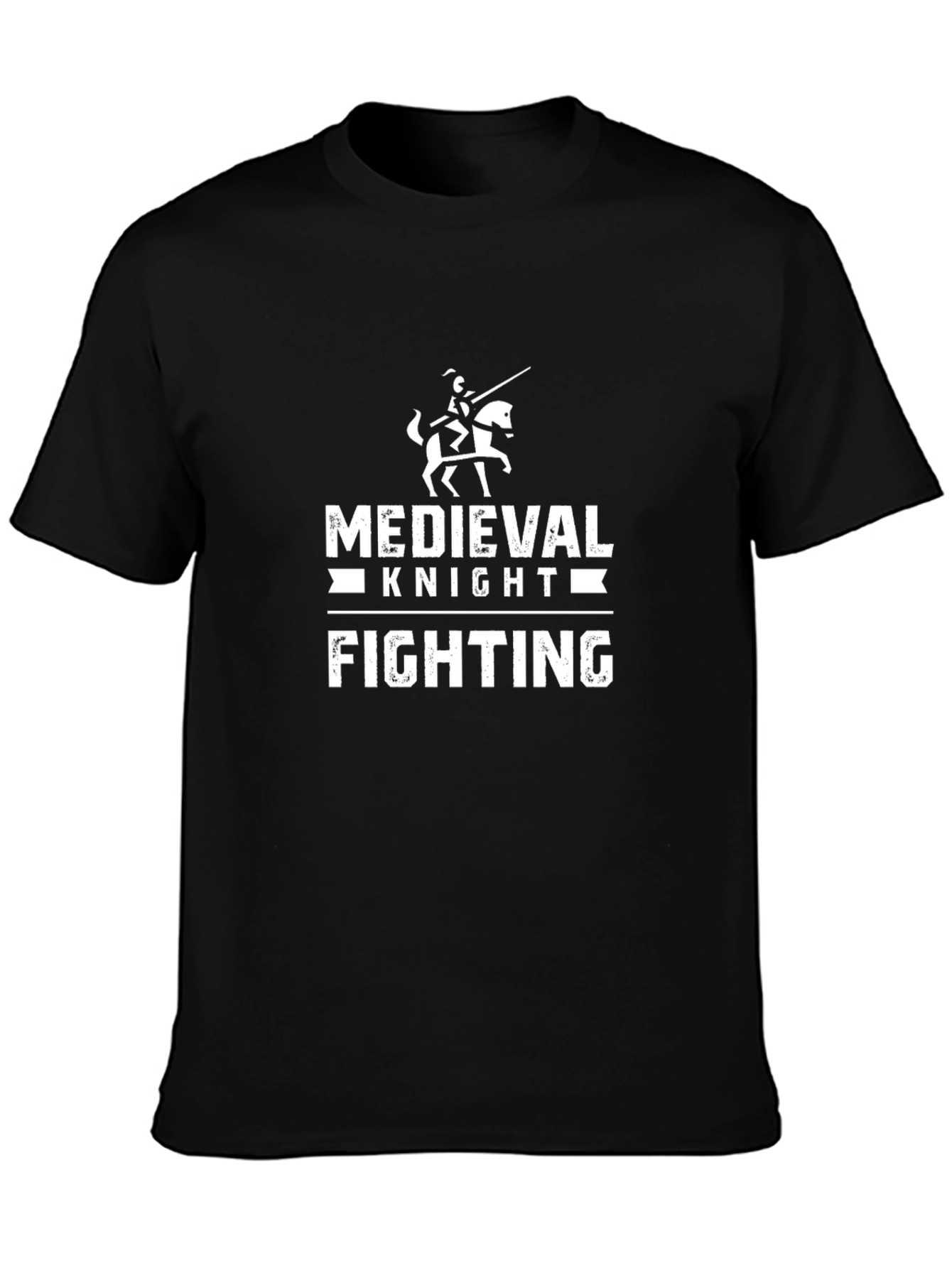 Medieval Knight Fighting Black Graphic T-Shirt