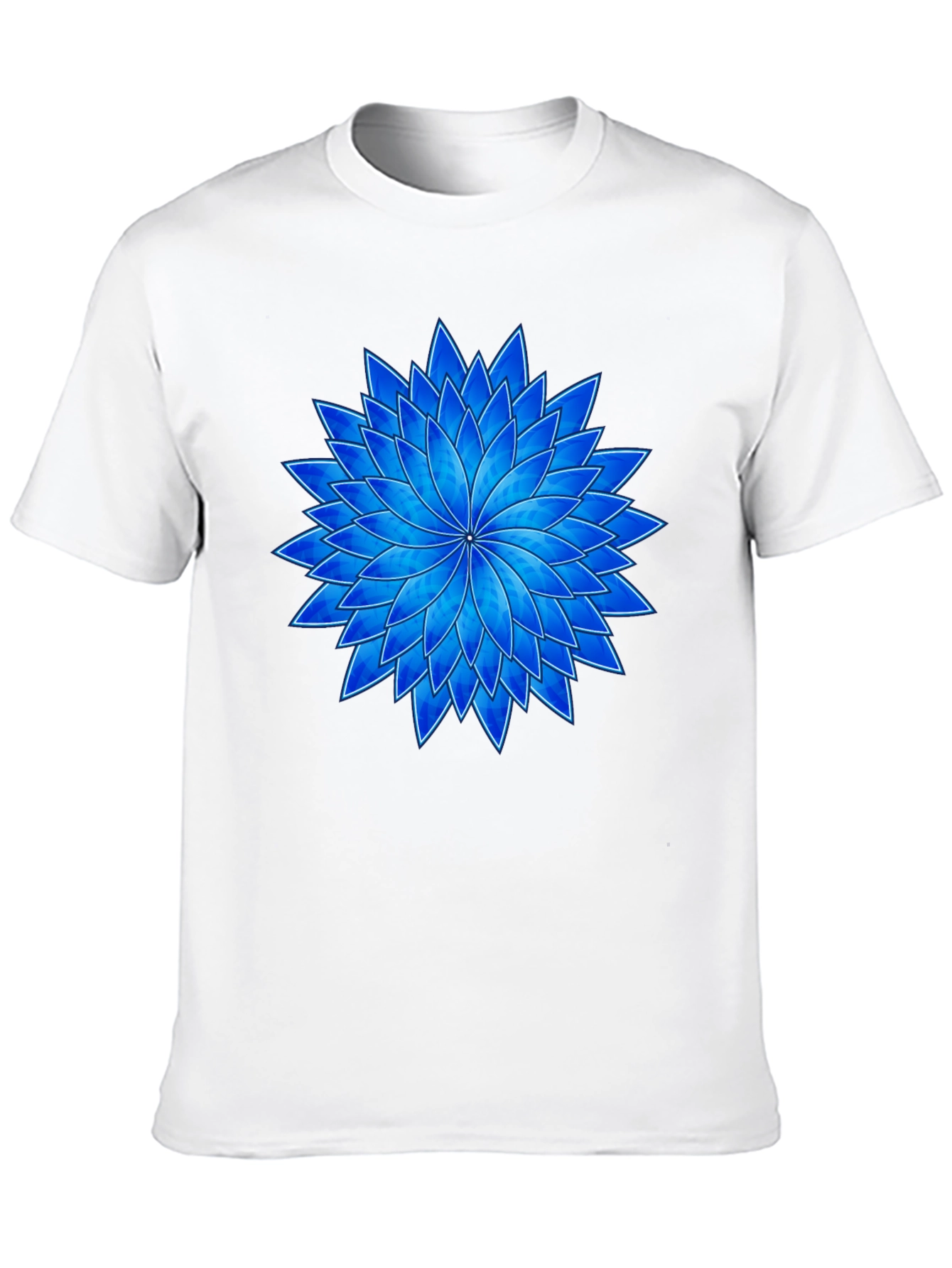 Blue Flower Graphic Black T-Shirt