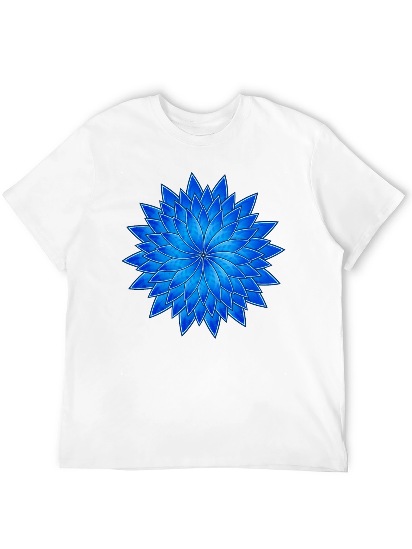 Blue Flower Graphic Black T-Shirt