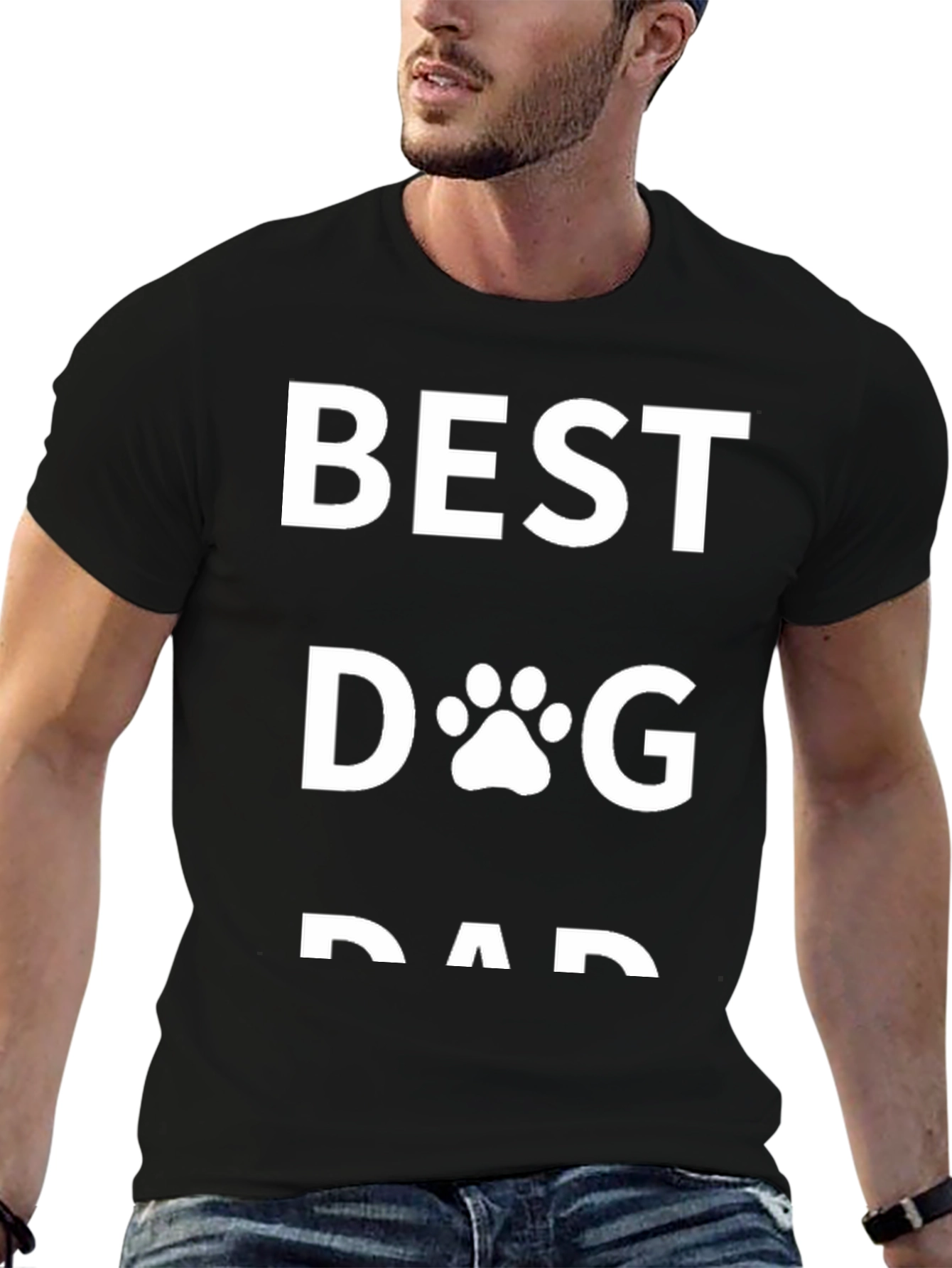 Best Dog Dad T-Shirt - Black Graphic Tee