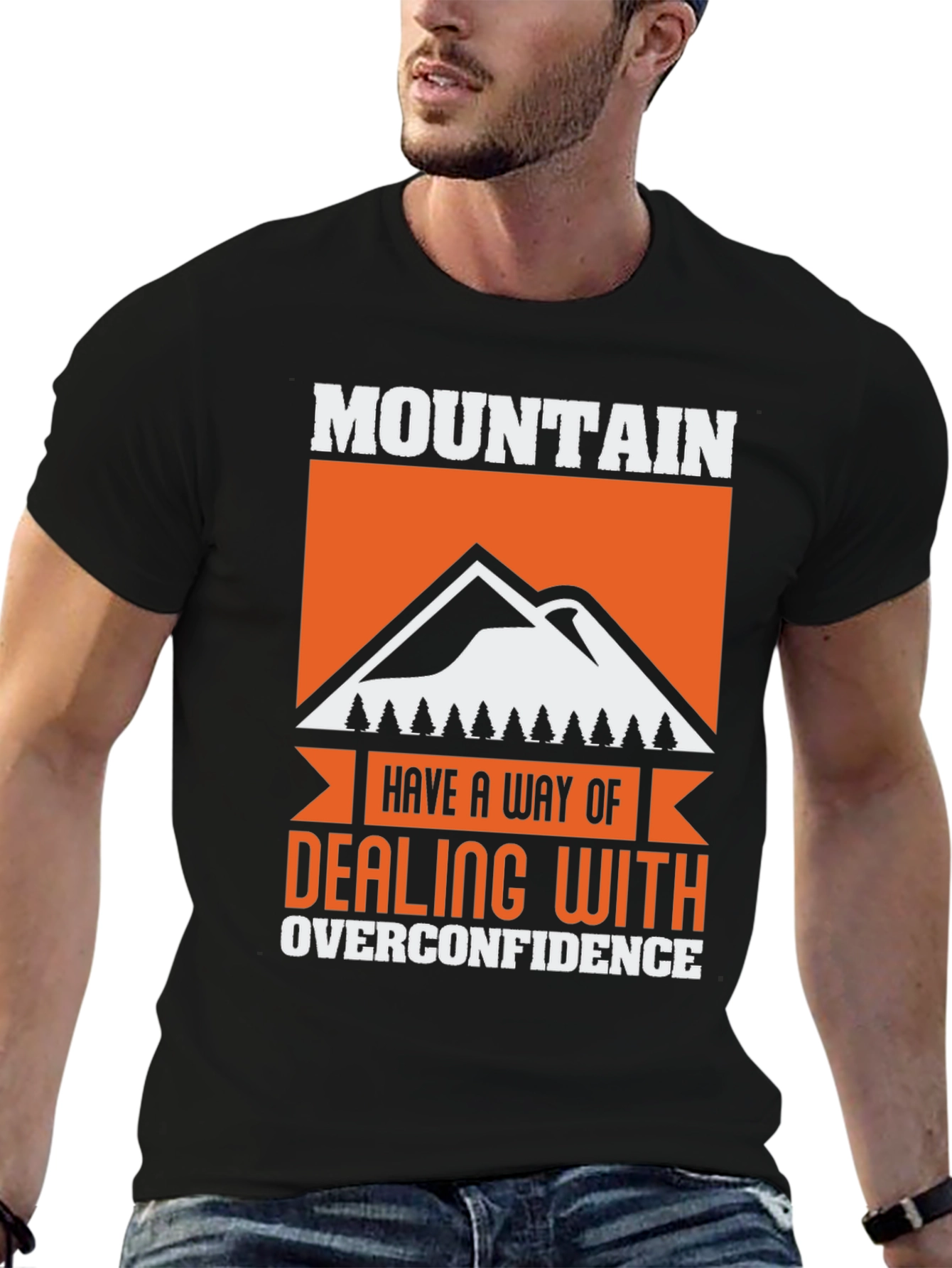 Mountain Overconfidence Graphic Tee - Black Cotton Blend
