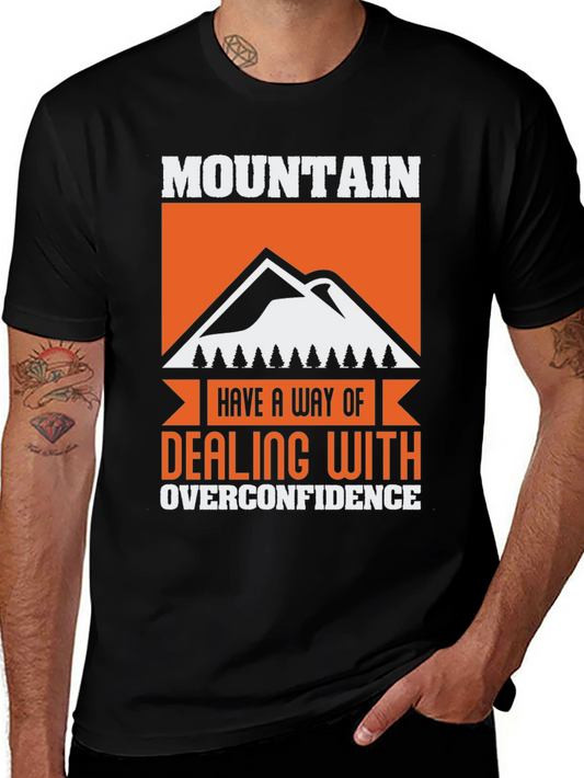 Mountain Overconfidence Graphic Tee - Black Cotton Blend