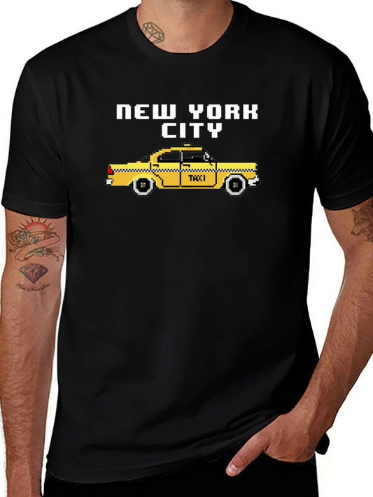 New York City Pixel Taxi Graphic T-Shirt