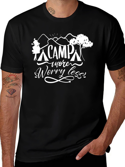 Camp More Worry Less Graphic T-Shirt - Black