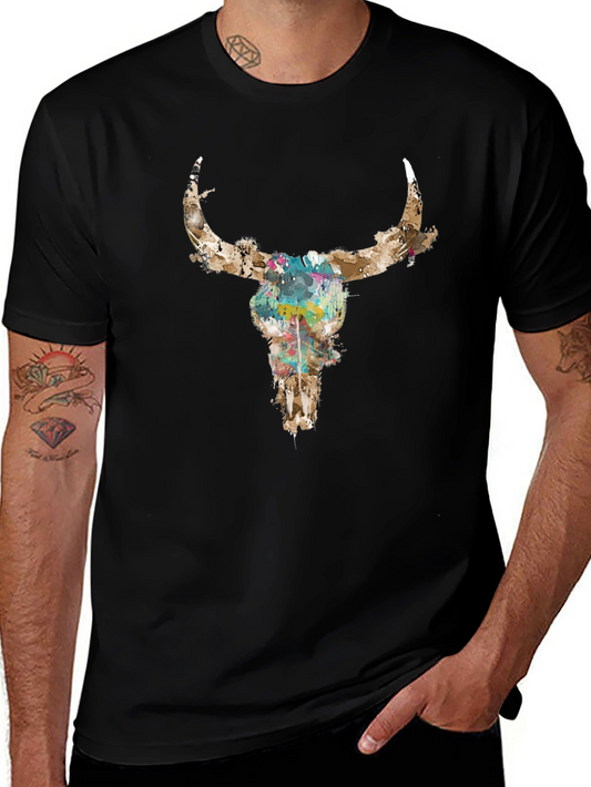 Bull Skull Watercolor Graphic Tee
