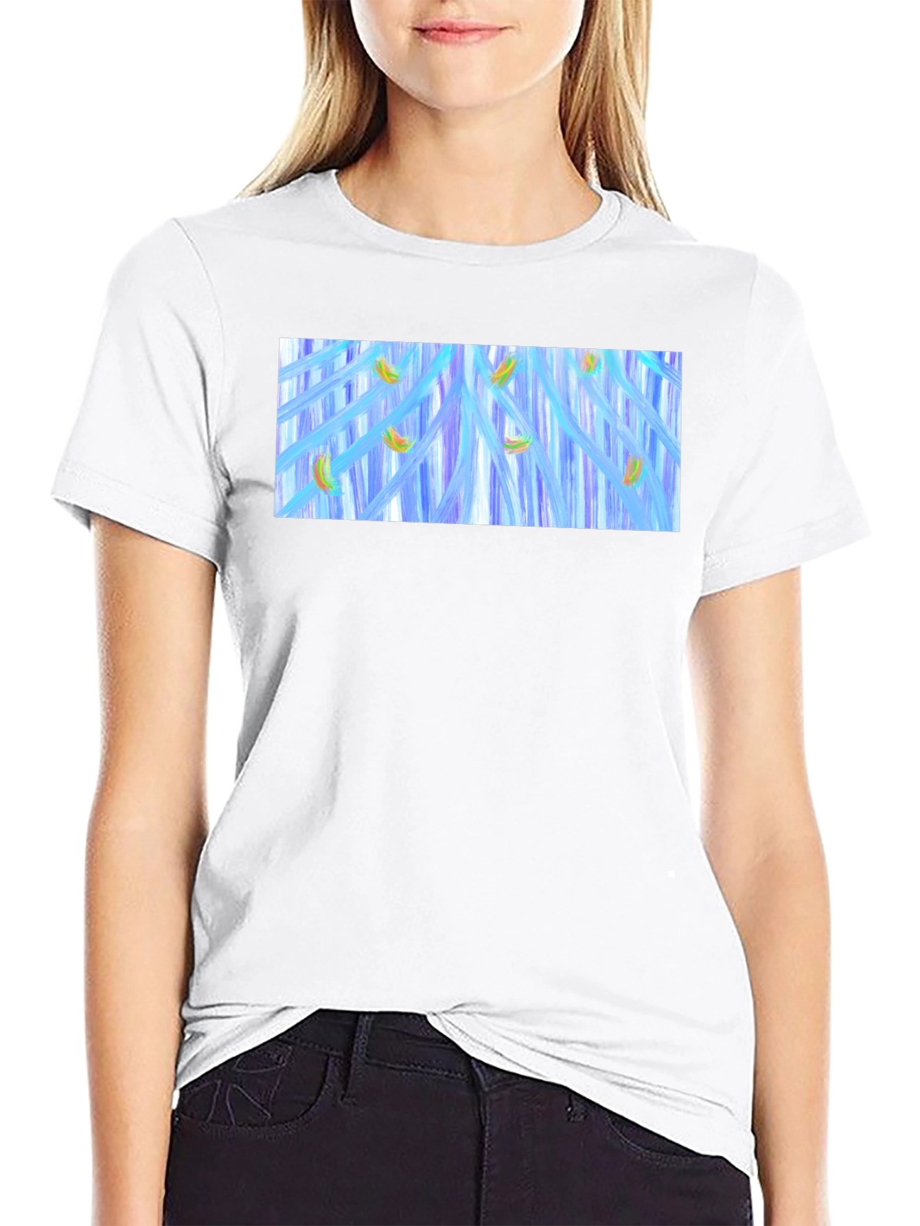 Abstract Banana Waterfall Graphic Tee - Black