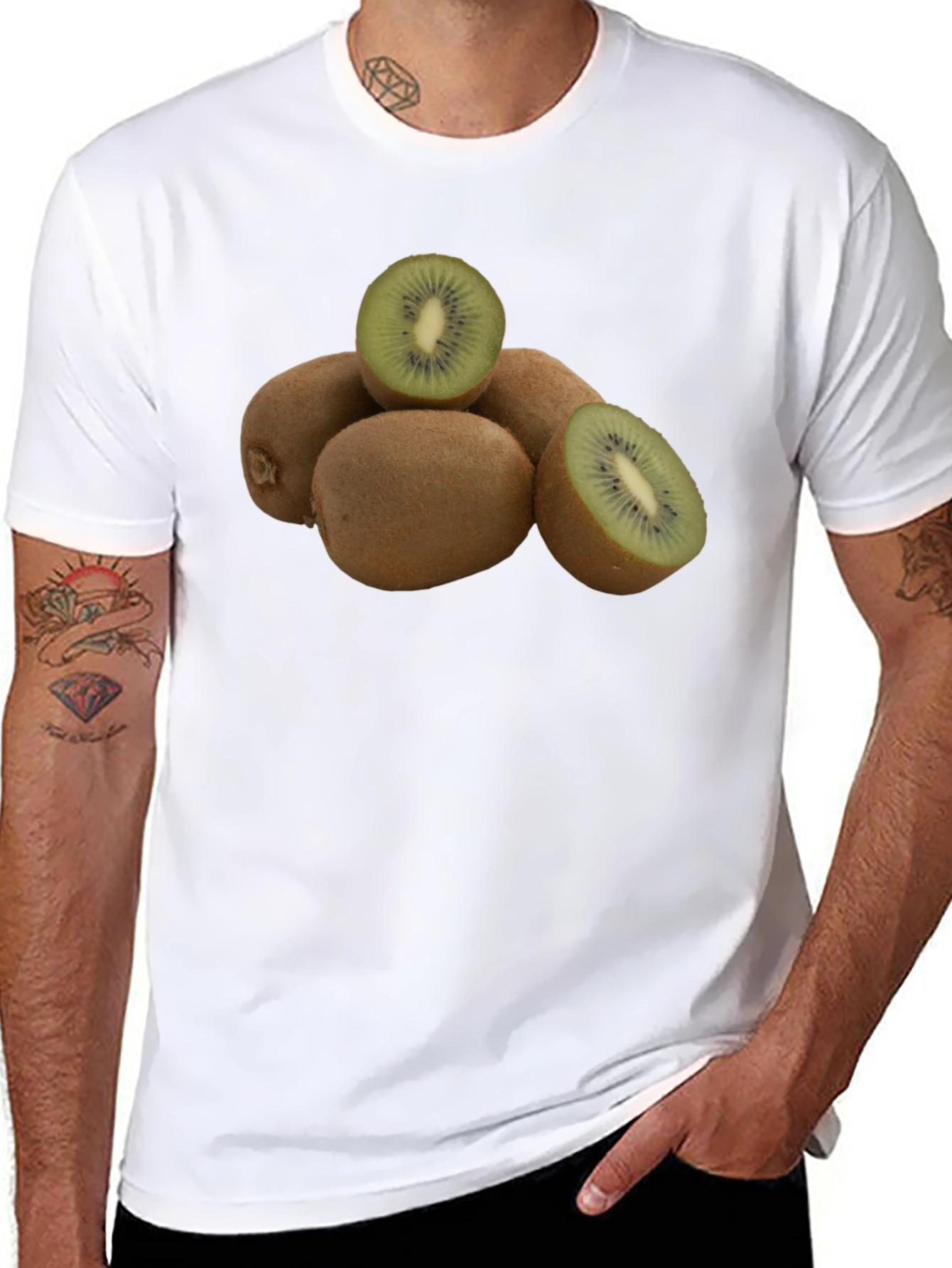 Kiwi Fruit Graphic Black T-Shirt