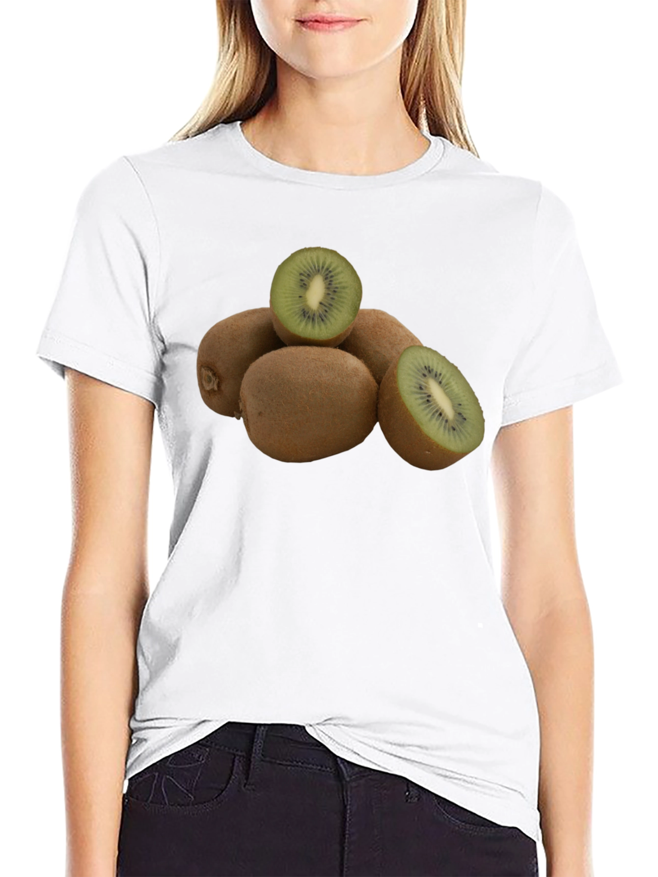 Kiwi Fruit Graphic Black T-Shirt
