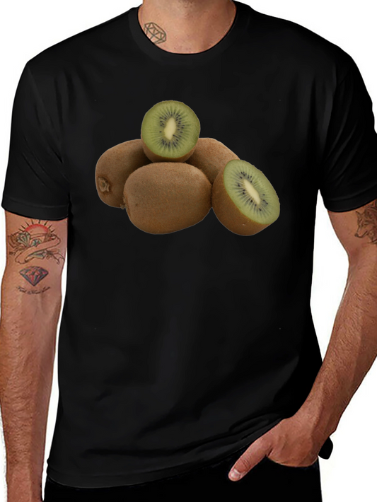 Kiwi Fruit Graphic Black T-Shirt