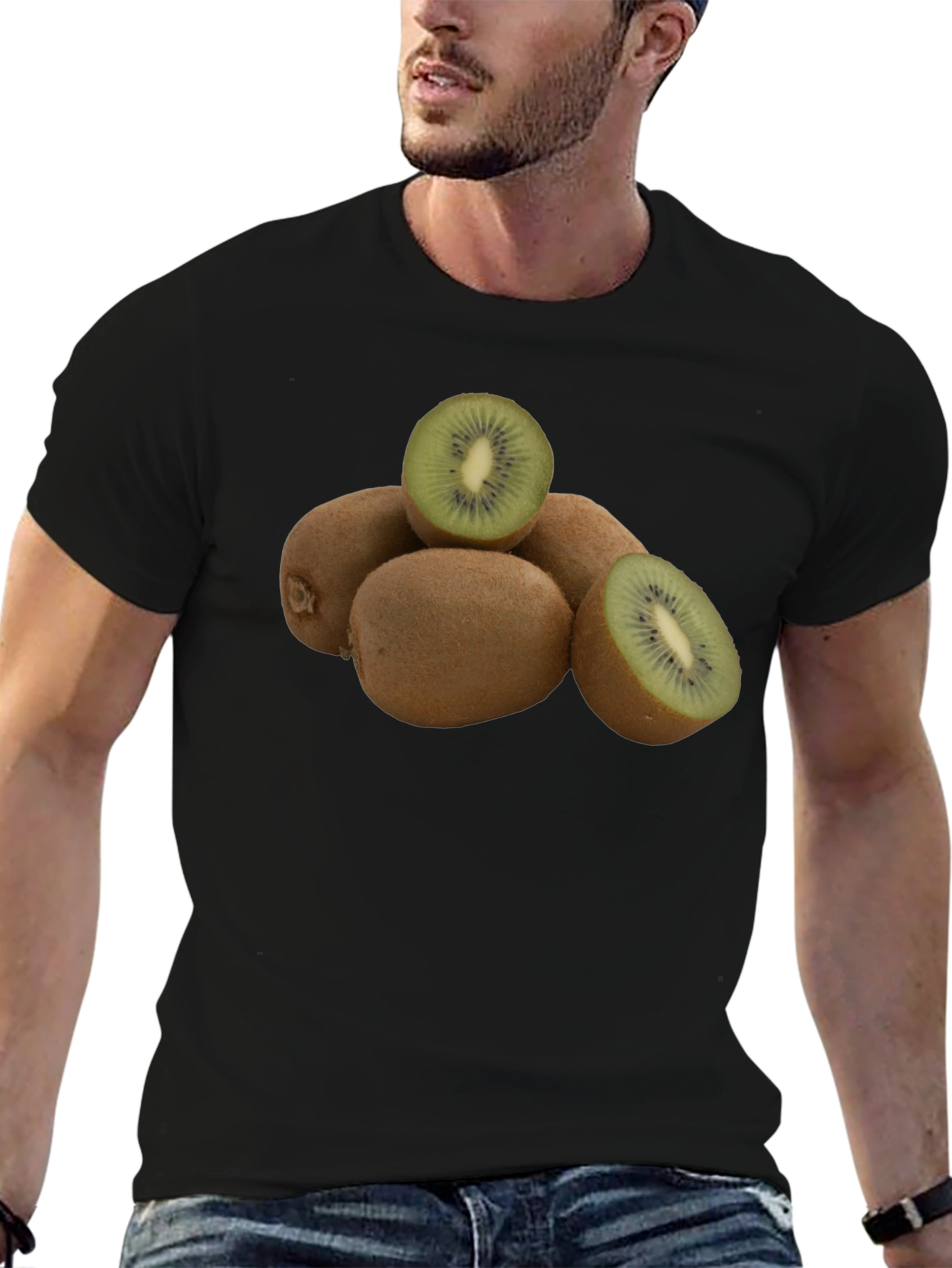 Kiwi Fruit Graphic Black T-Shirt
