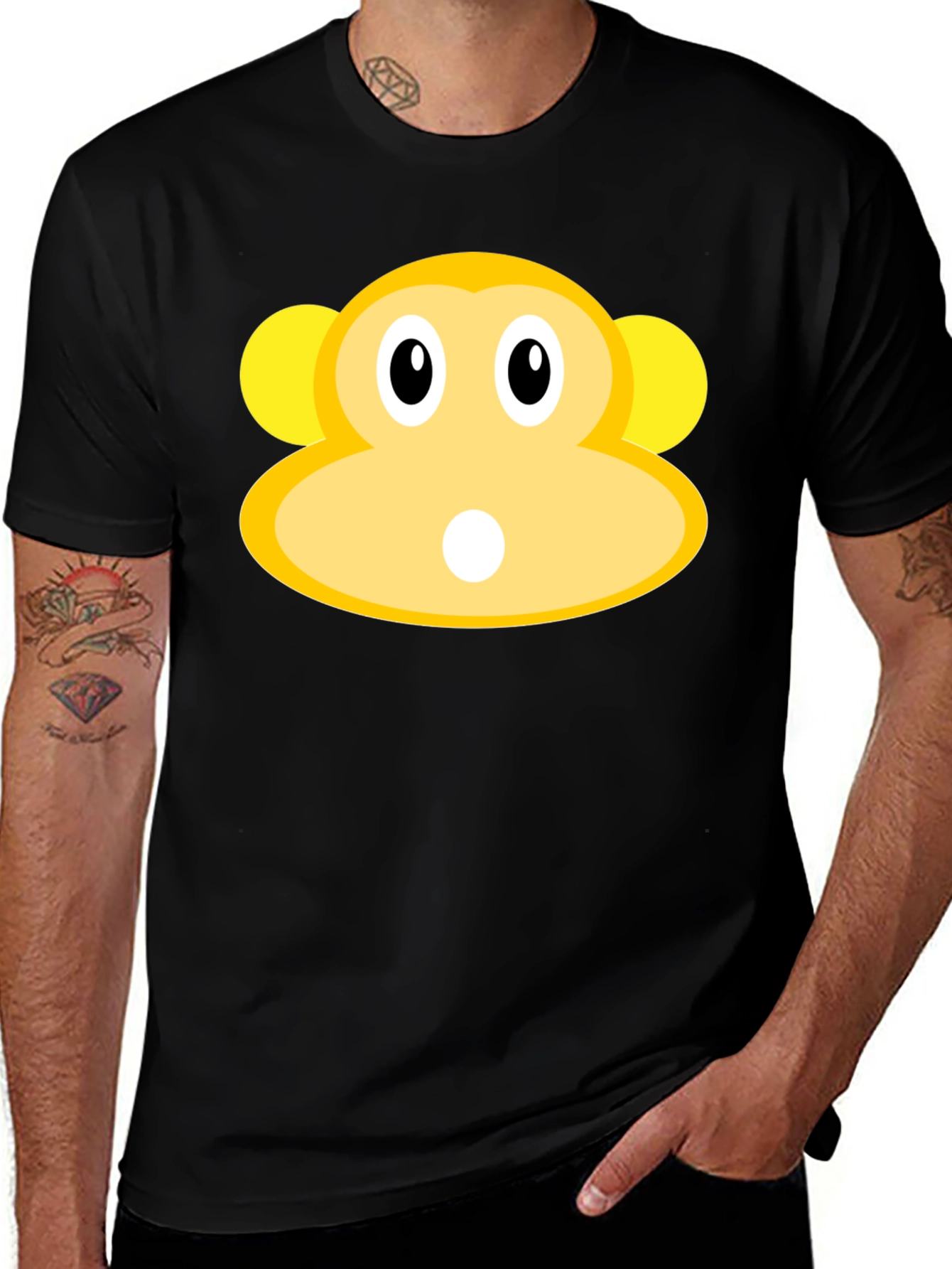 Monkey Face Graphic Tee - Black T-Shirt