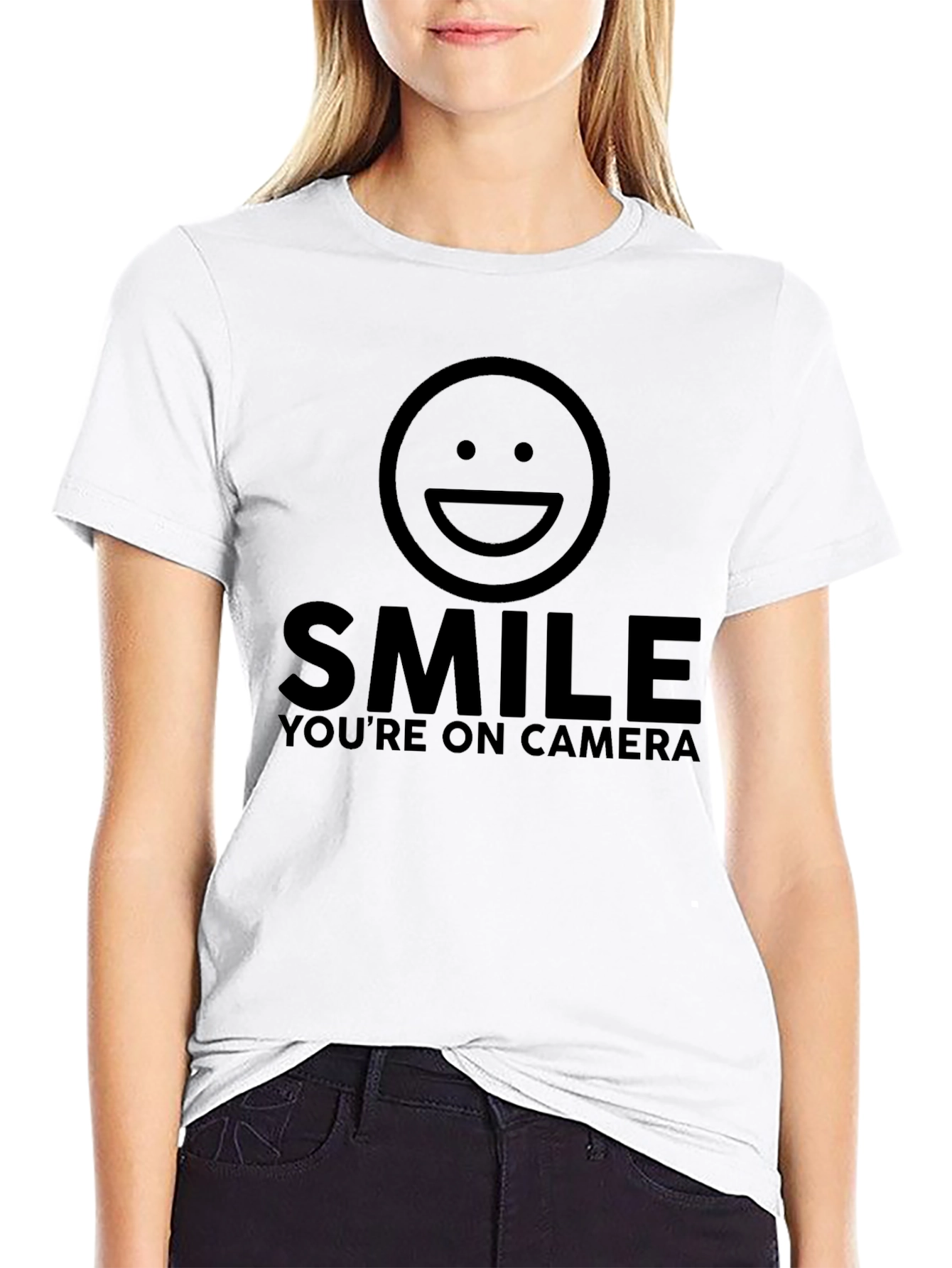 Smile Youre on Camera Graphic Tee - Black
