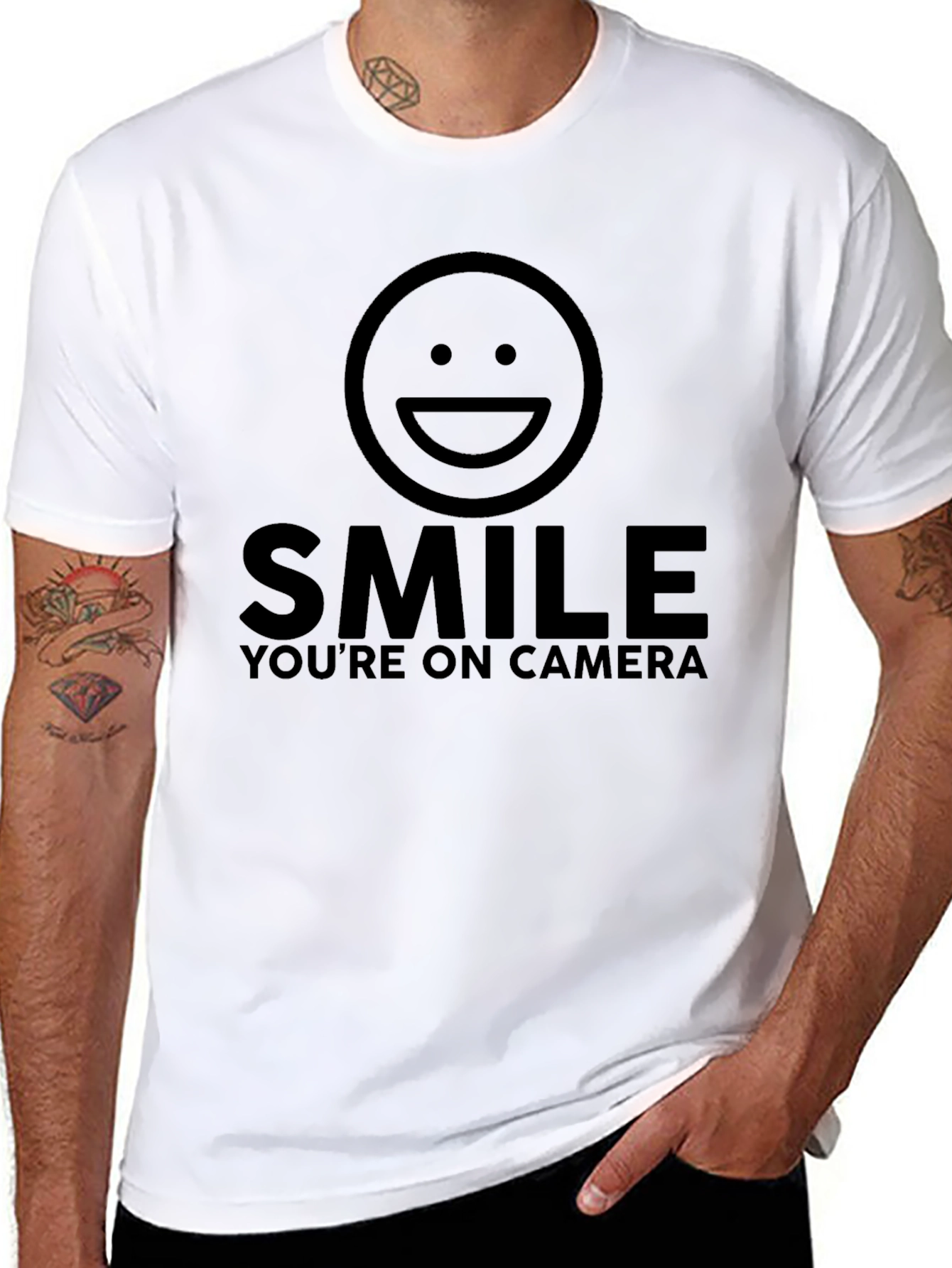 Smile Youre on Camera Graphic Tee - Black