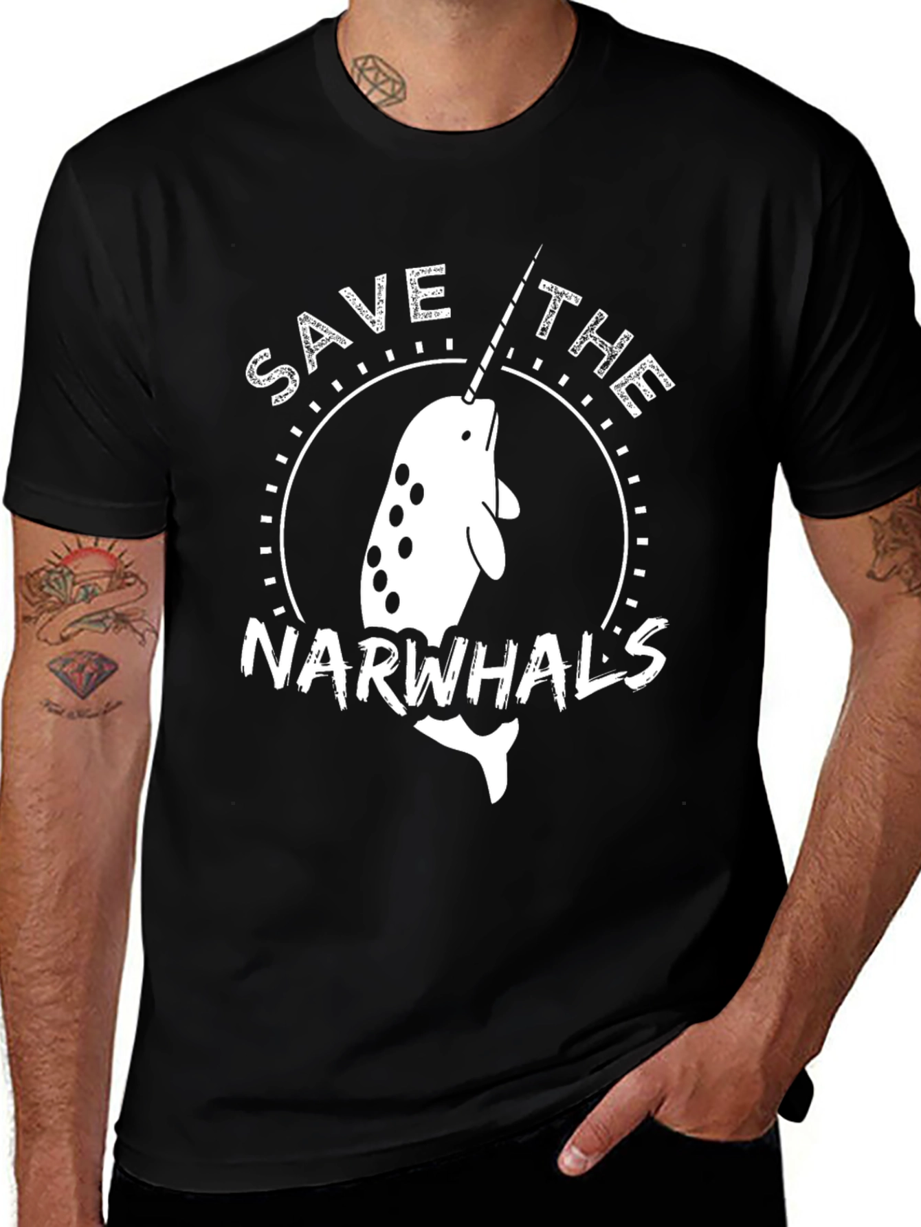 Save the Narwhals T-Shirt - Black Cotton Tee