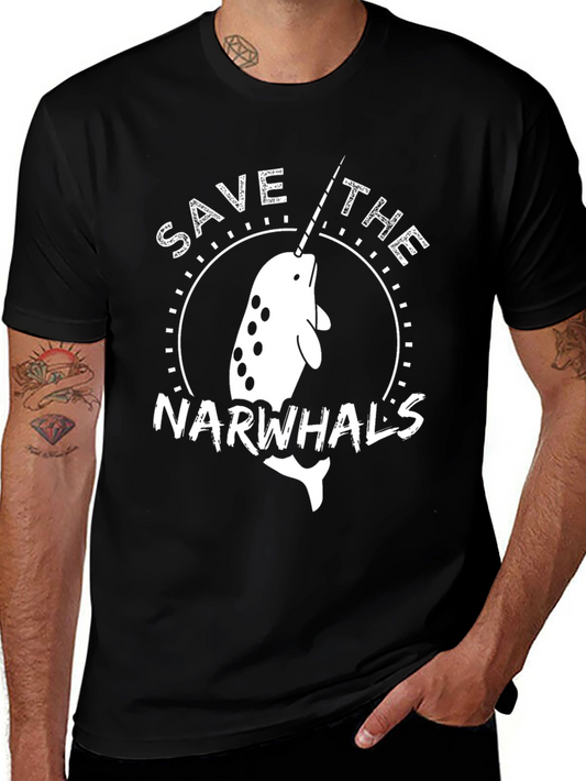 Save the Narwhals T-Shirt - Black Cotton Tee