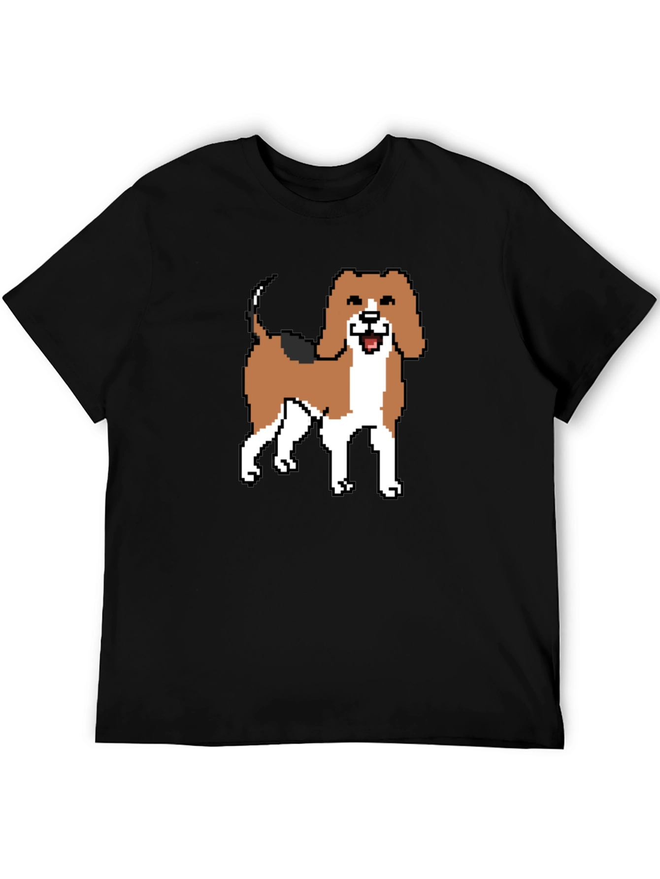 Pixel Art Beagle Dog Black T-Shirt