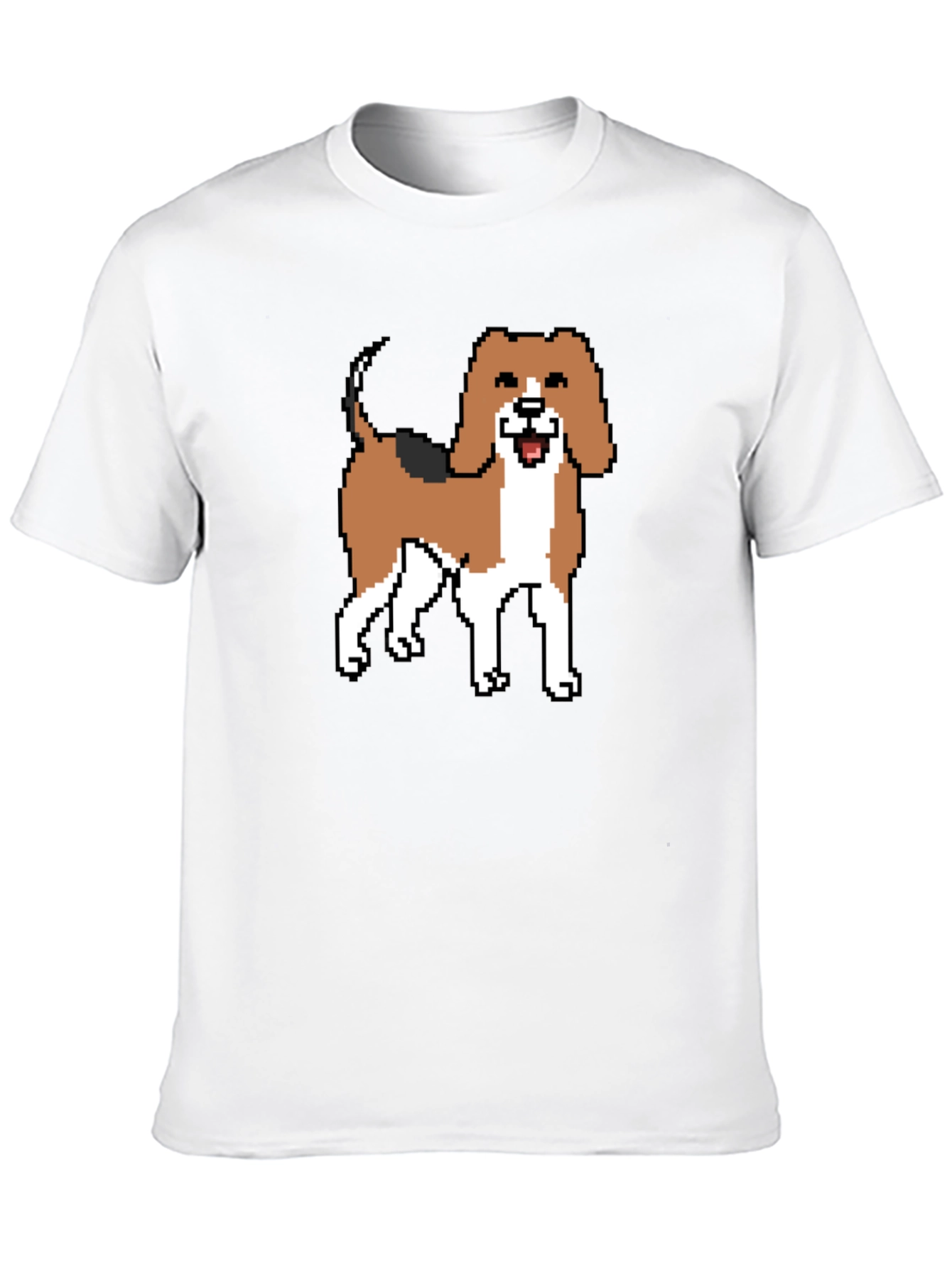 Pixel Art Beagle Dog Black T-Shirt