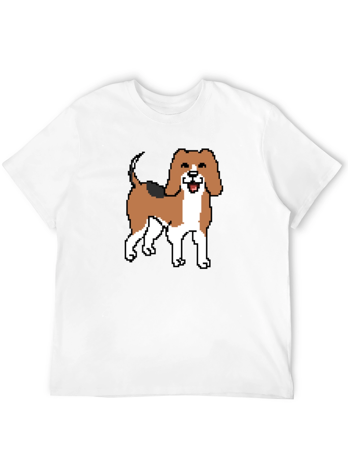 Pixel Art Beagle Dog Black T-Shirt