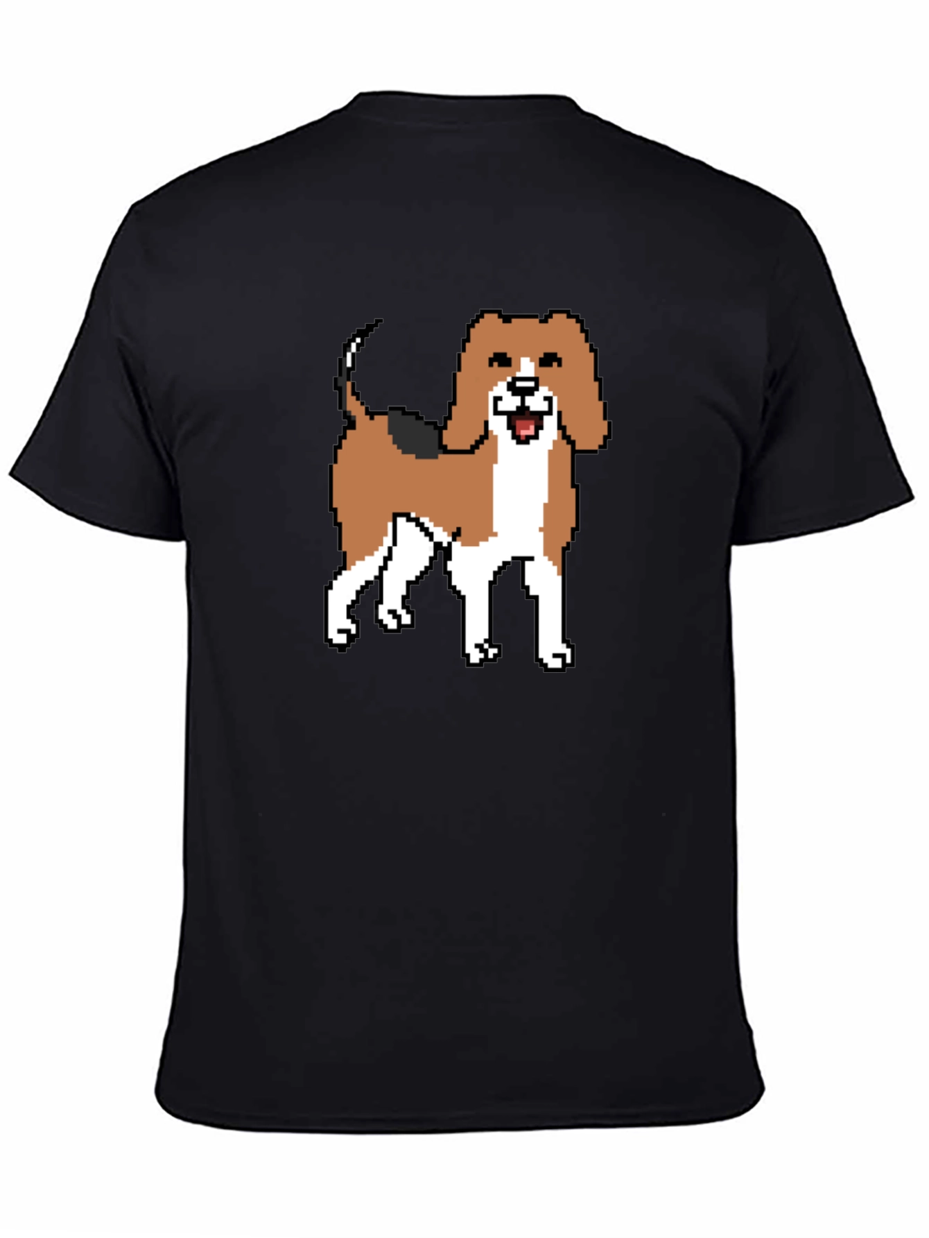 Pixel Art Beagle Dog Black T-Shirt