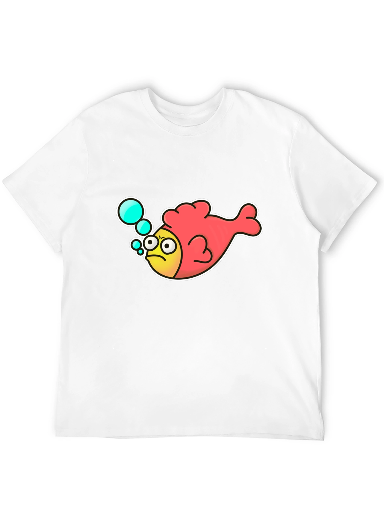 Funny Angry Fish Cartoon Black T-shirt