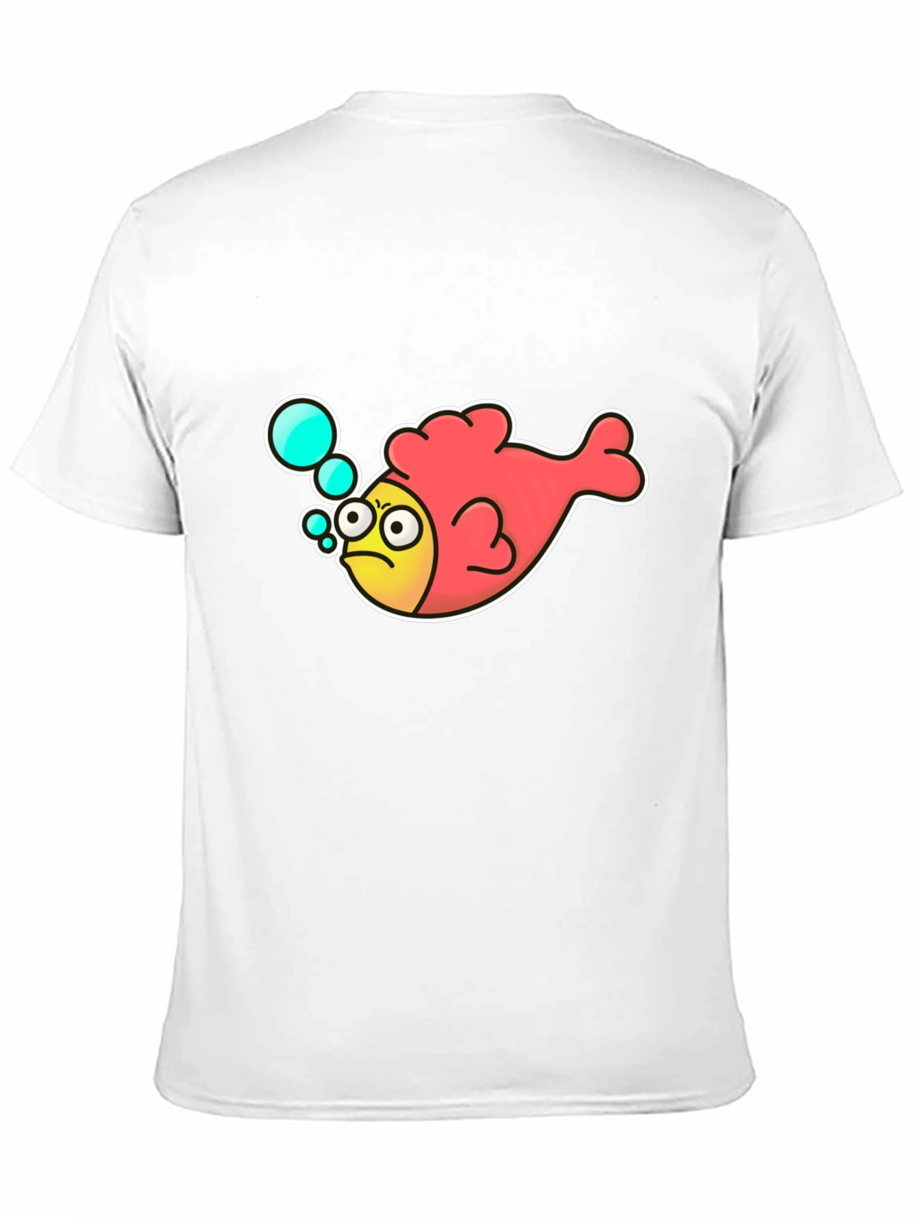 Funny Angry Fish Cartoon Black T-shirt