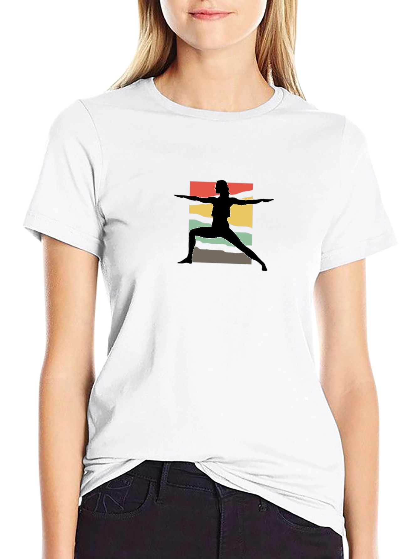 Retro Yoga Silhouette Black Tee