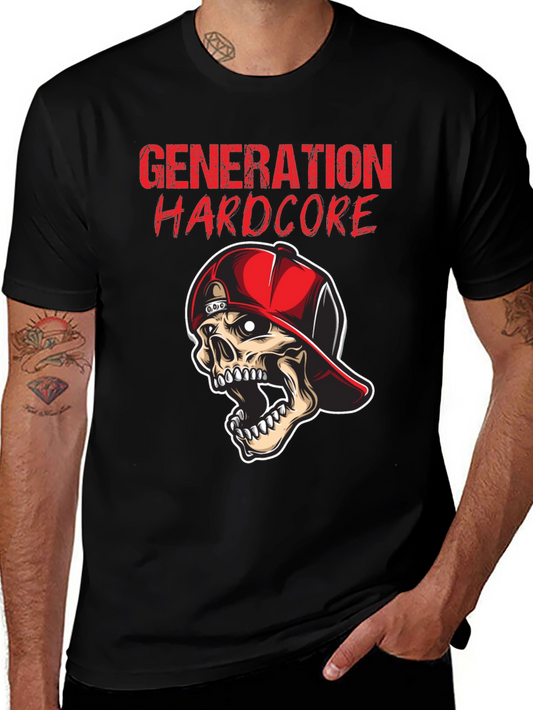 Generation Hardcore Skull Graphic Tee - Black Cotton T-Shirt